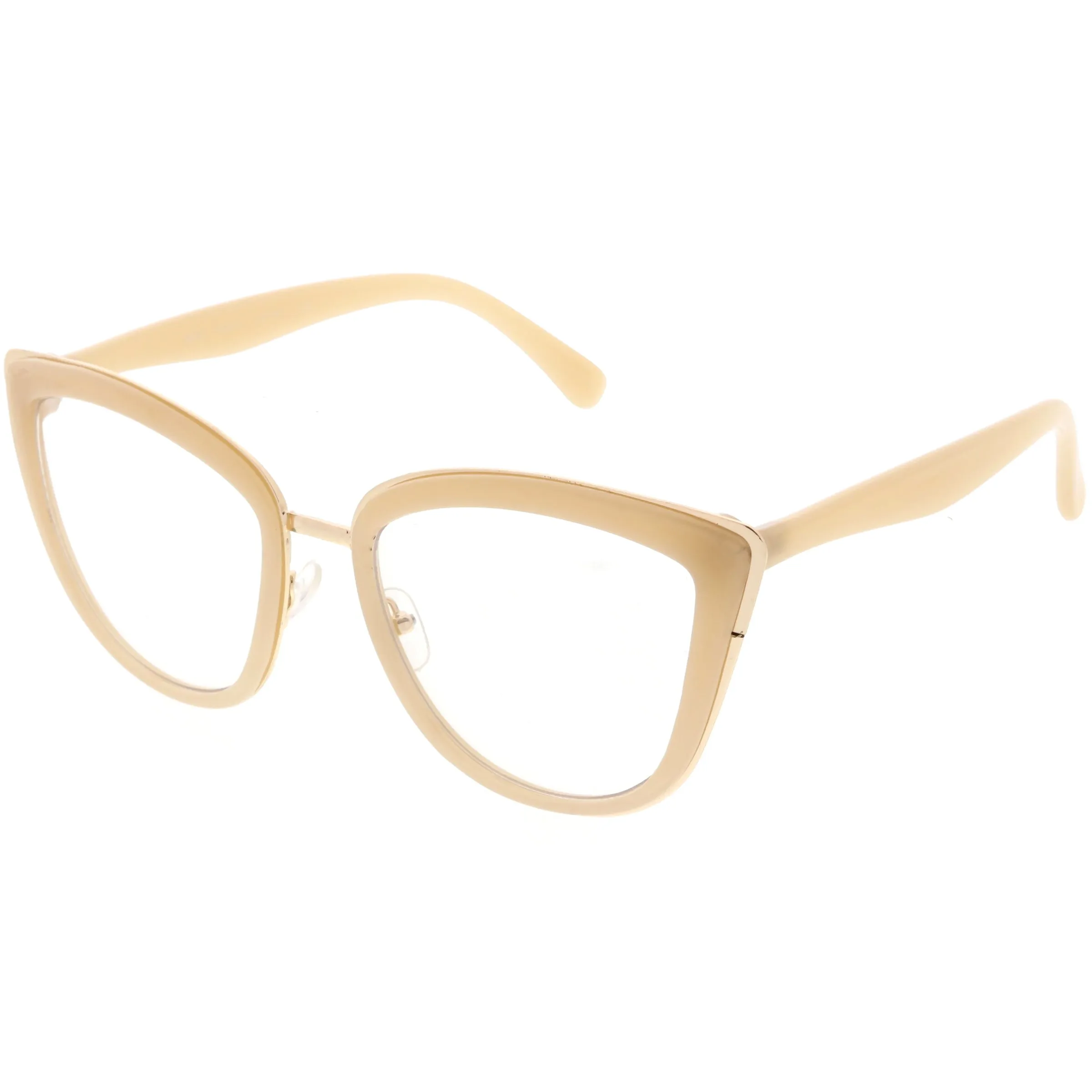 Oversize Rimmed Metal Cat Eye Clear Lens Glasses C490 sold by ZeroUV product image thumbnail 2