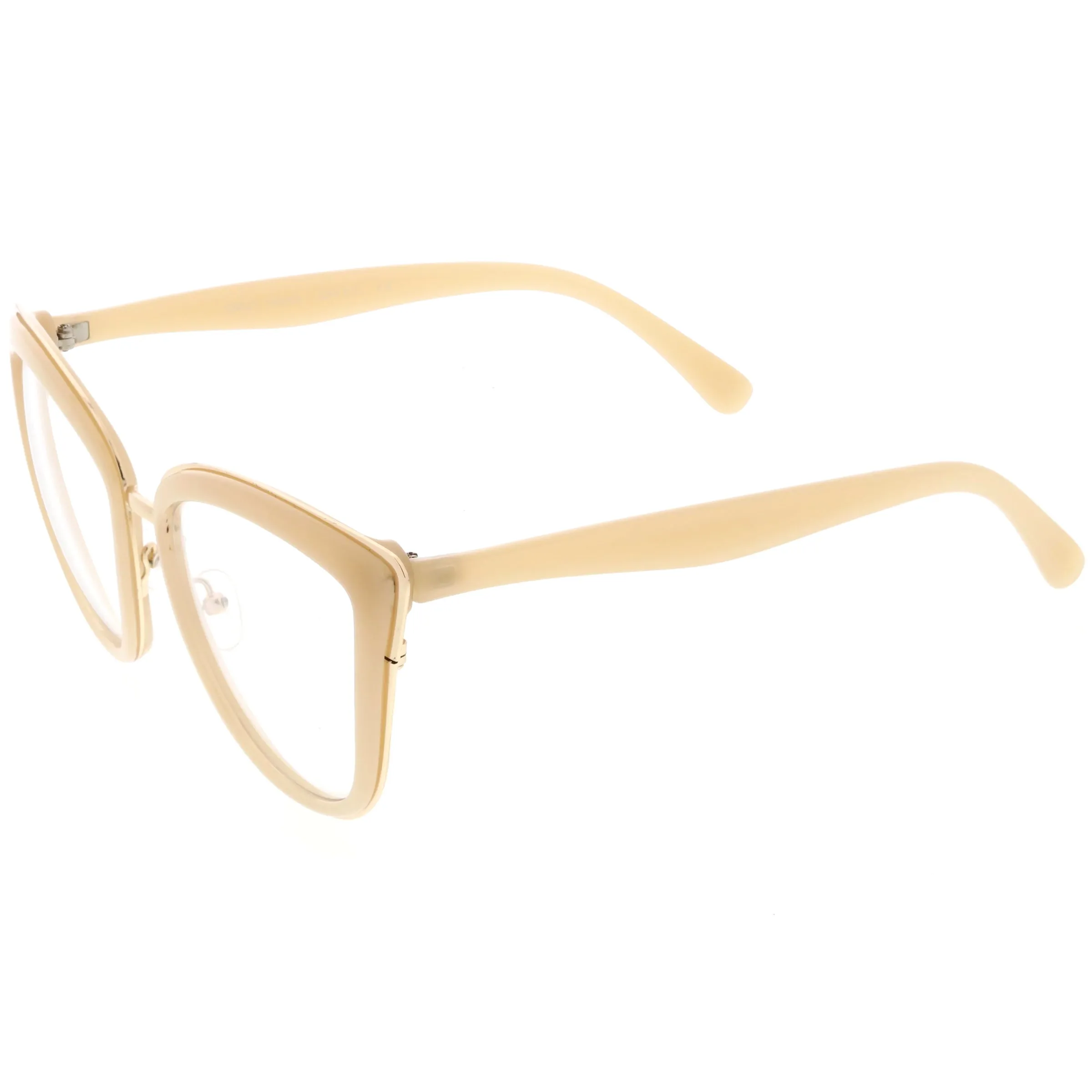 Oversize Rimmed Metal Cat Eye Clear Lens Glasses C490 sold by ZeroUV product image thumbnail 3
