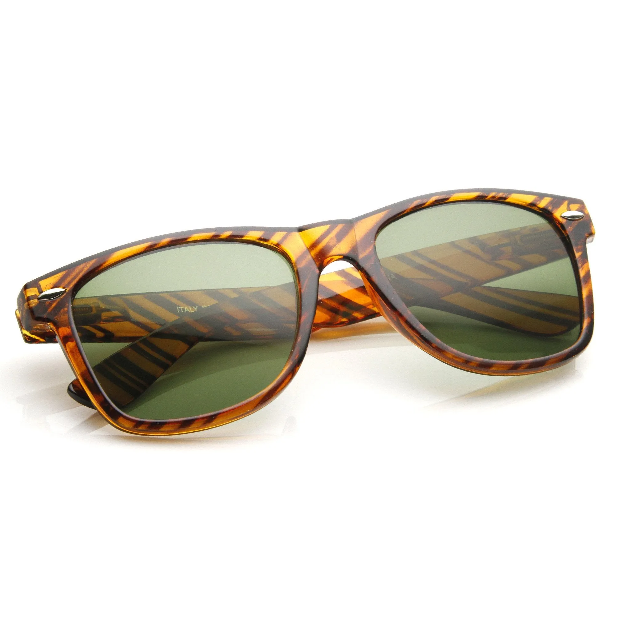 Iconic Classic Brown Stripe Horned Rim Sunglasses With G15 Glass Lens 9202 sold by ZeroUV product image thumbnail 4
