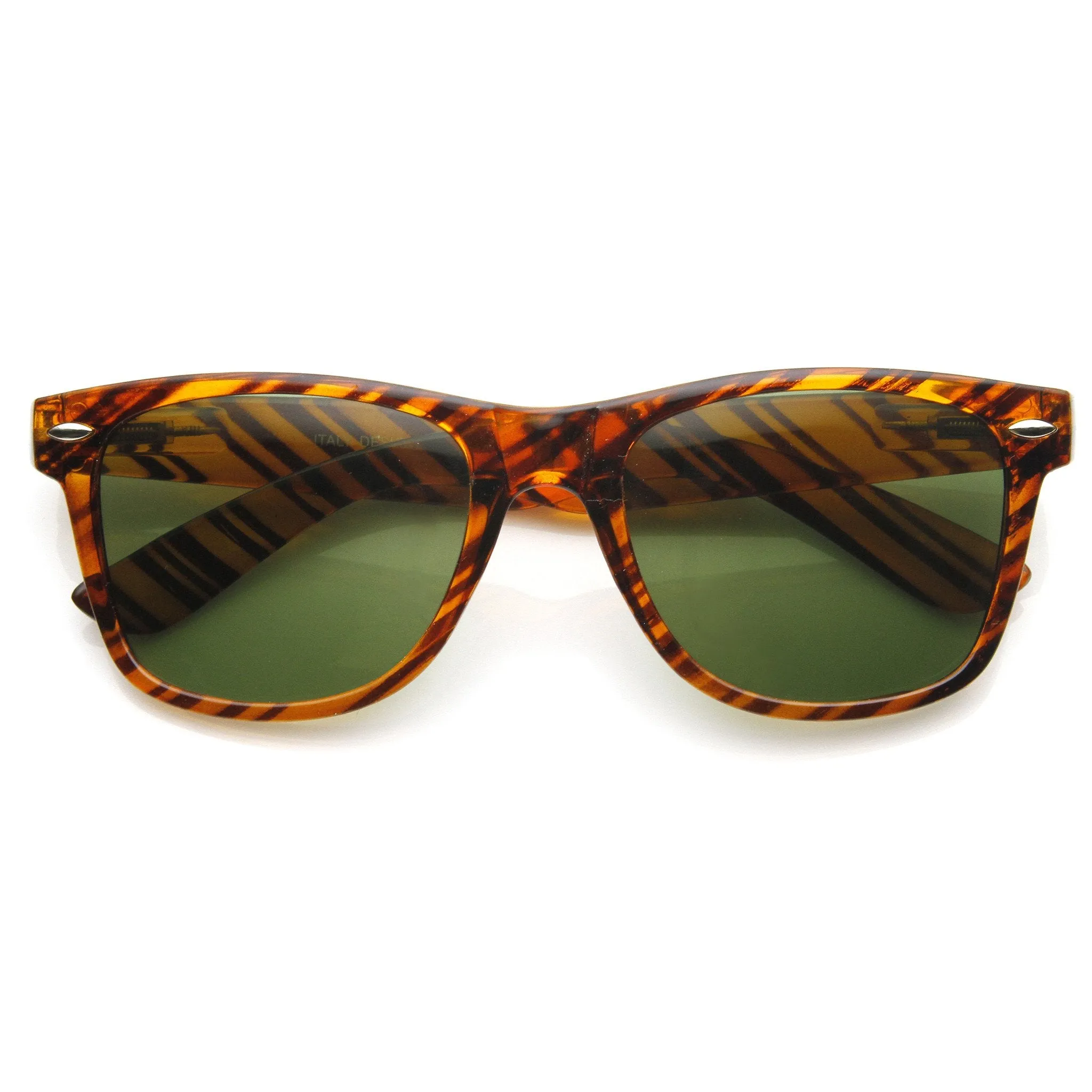 Iconic Classic Brown Stripe Horned Rim Sunglasses With G15 Glass Lens 9202 sold by ZeroUV