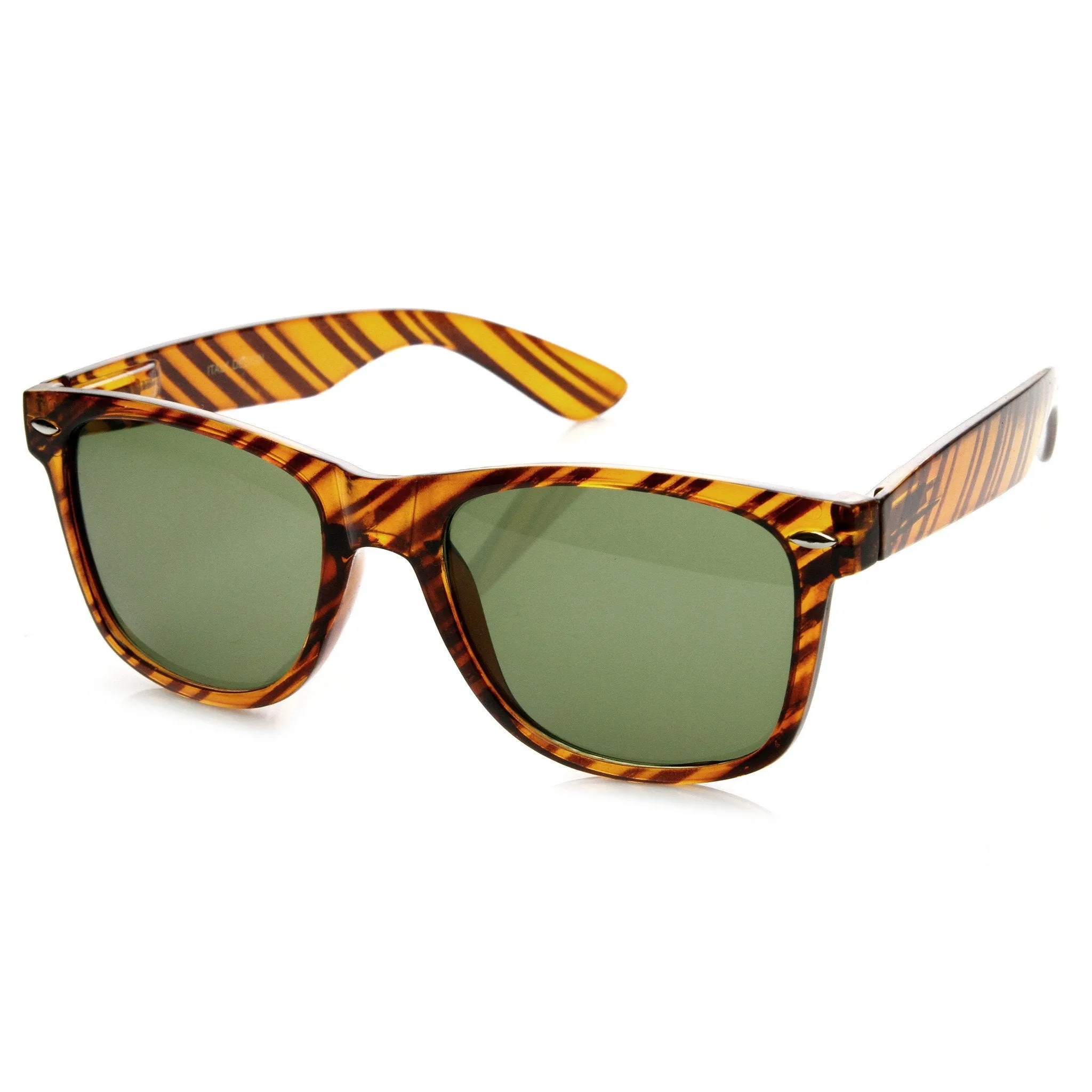 Iconic Classic Brown Stripe Horned Rim Sunglasses With G15 Glass Lens 9202 sold by ZeroUV product image thumbnail 2