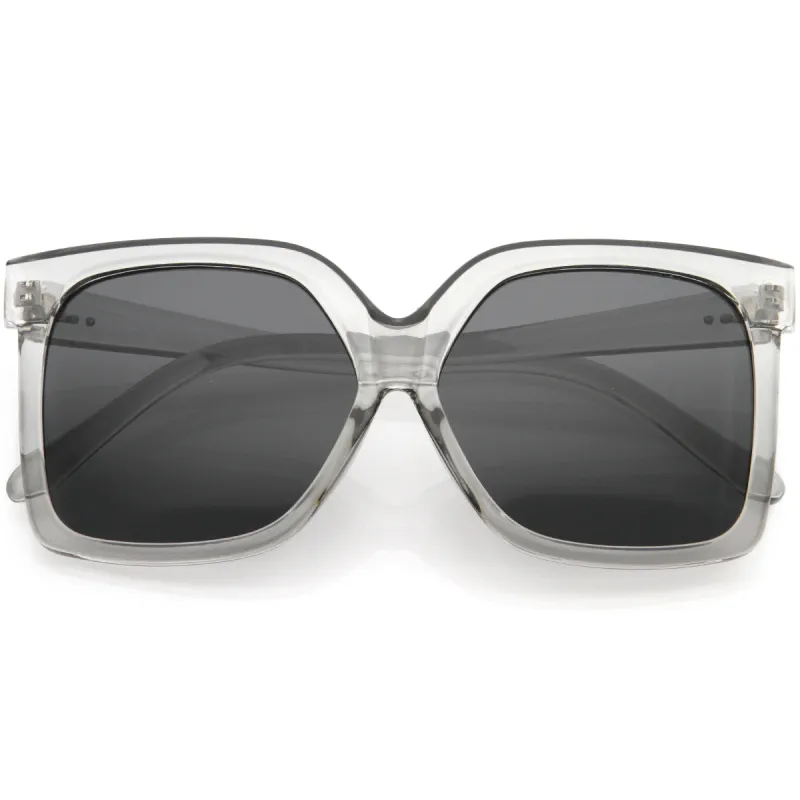 Elegant Neutral Colored Flat Lens Square Oversize Sunglasses D099 sold by ZeroUV