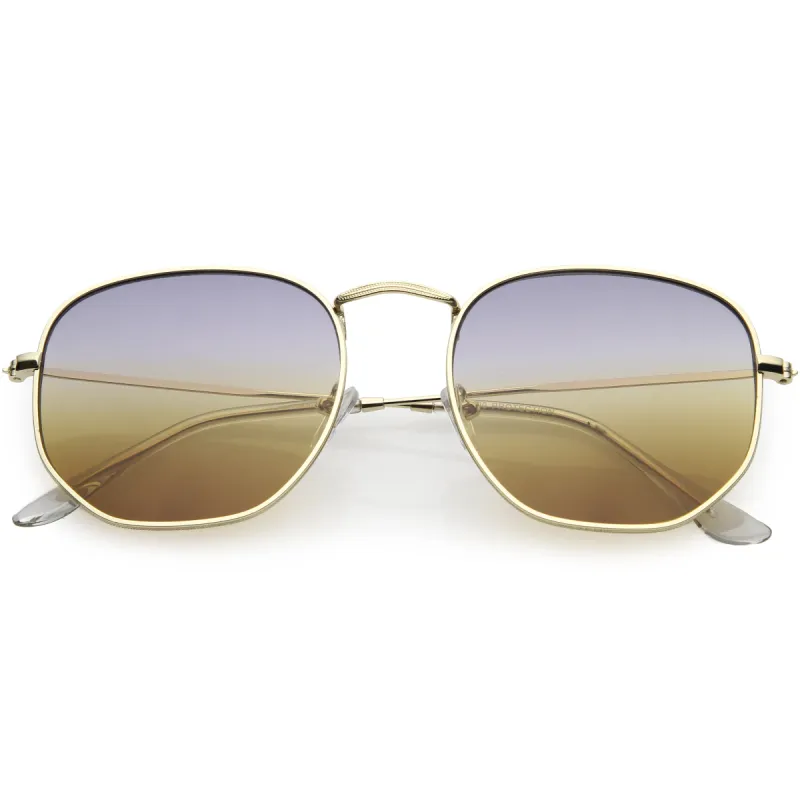Retro Geometric Gradient Dual Color Metal Flat Lens Sunglasses C946 sold by ZeroUV