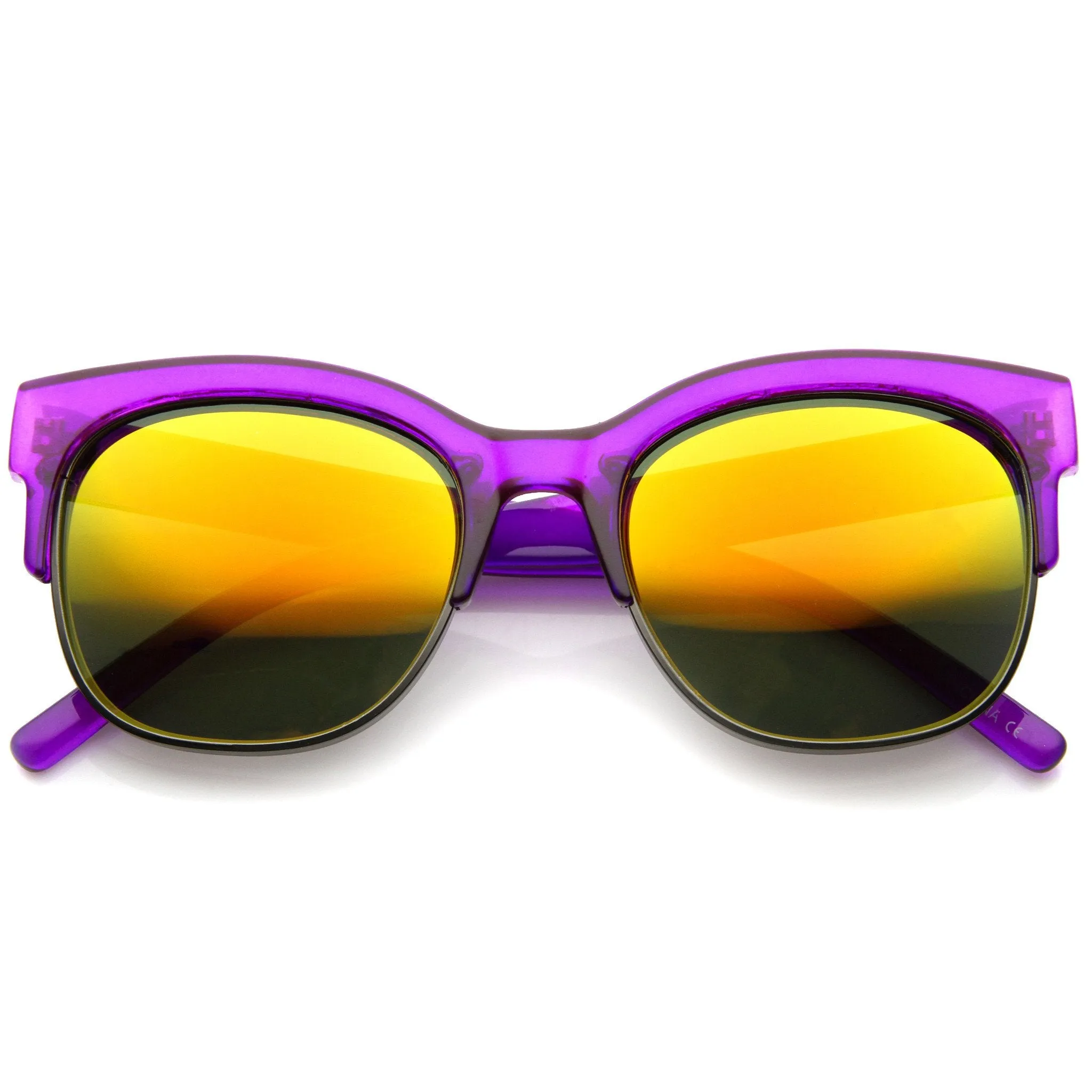 Translucent Colorful Half Frame Mirror Lens Sunglasses A249 sold by ZeroUV