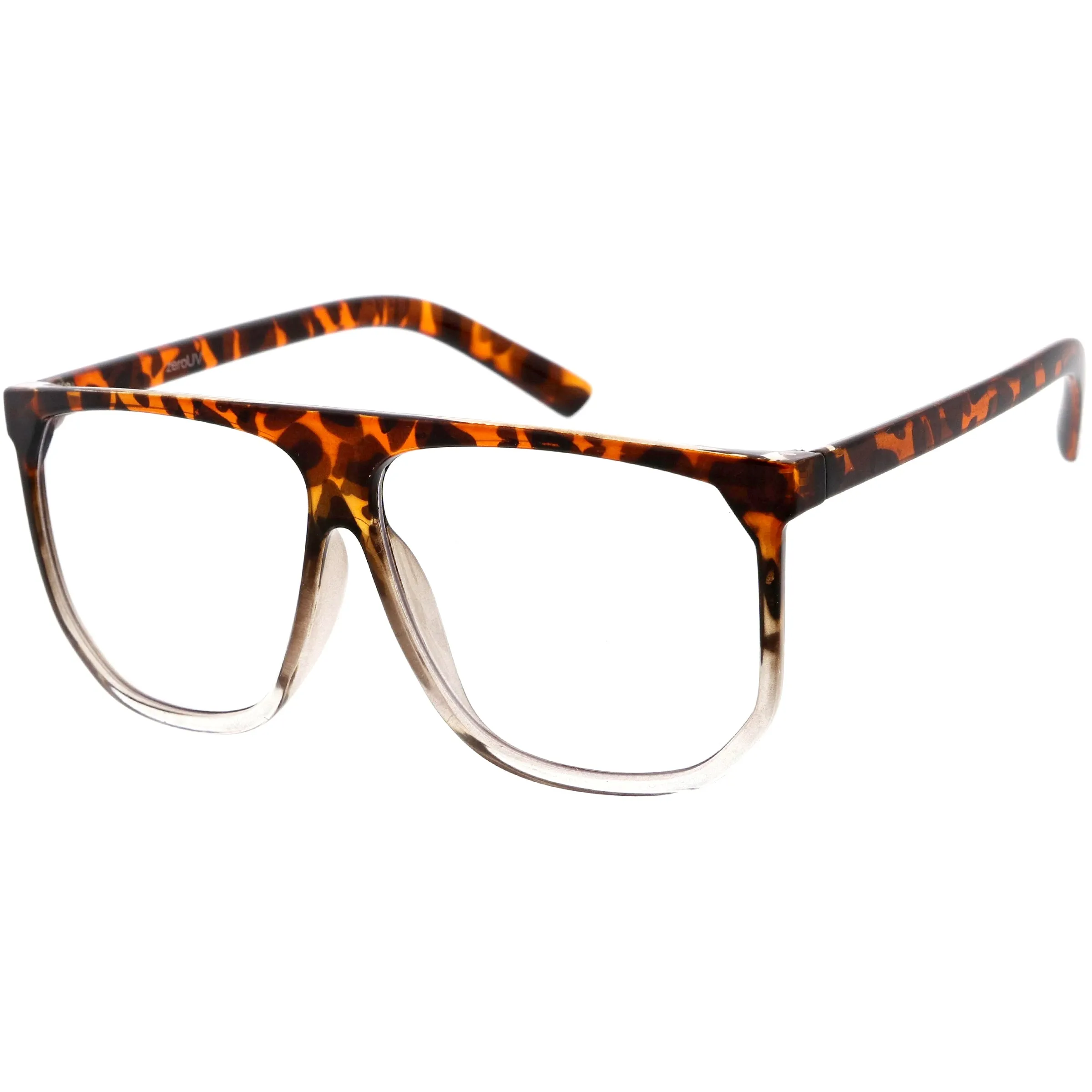 Oversize Flat Top Hipster Clear Lens Aviator Glasses C937 sold by ZeroUV product image thumbnail 2