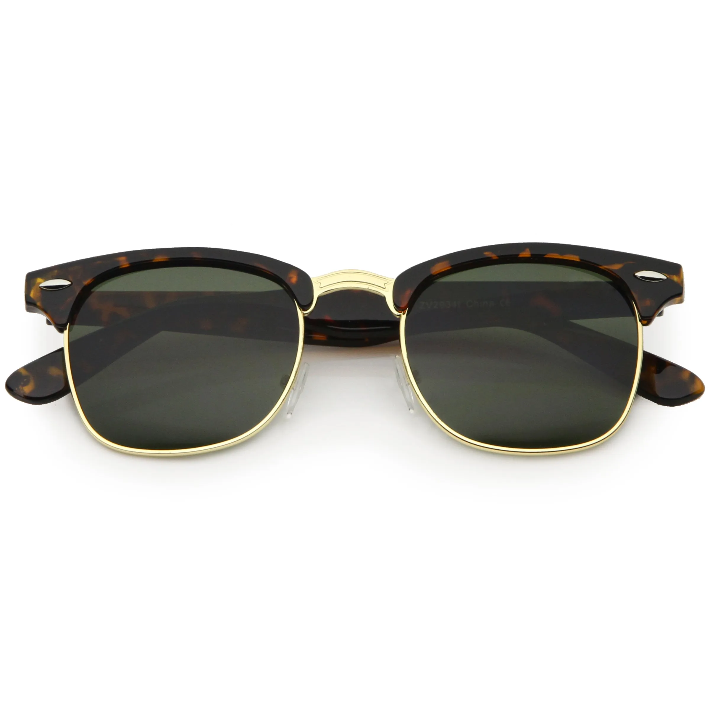 Classic Square Neutral Colored Lenses Horn Rimmed Sunglasses C771 sold by ZeroUV product image thumbnail 4