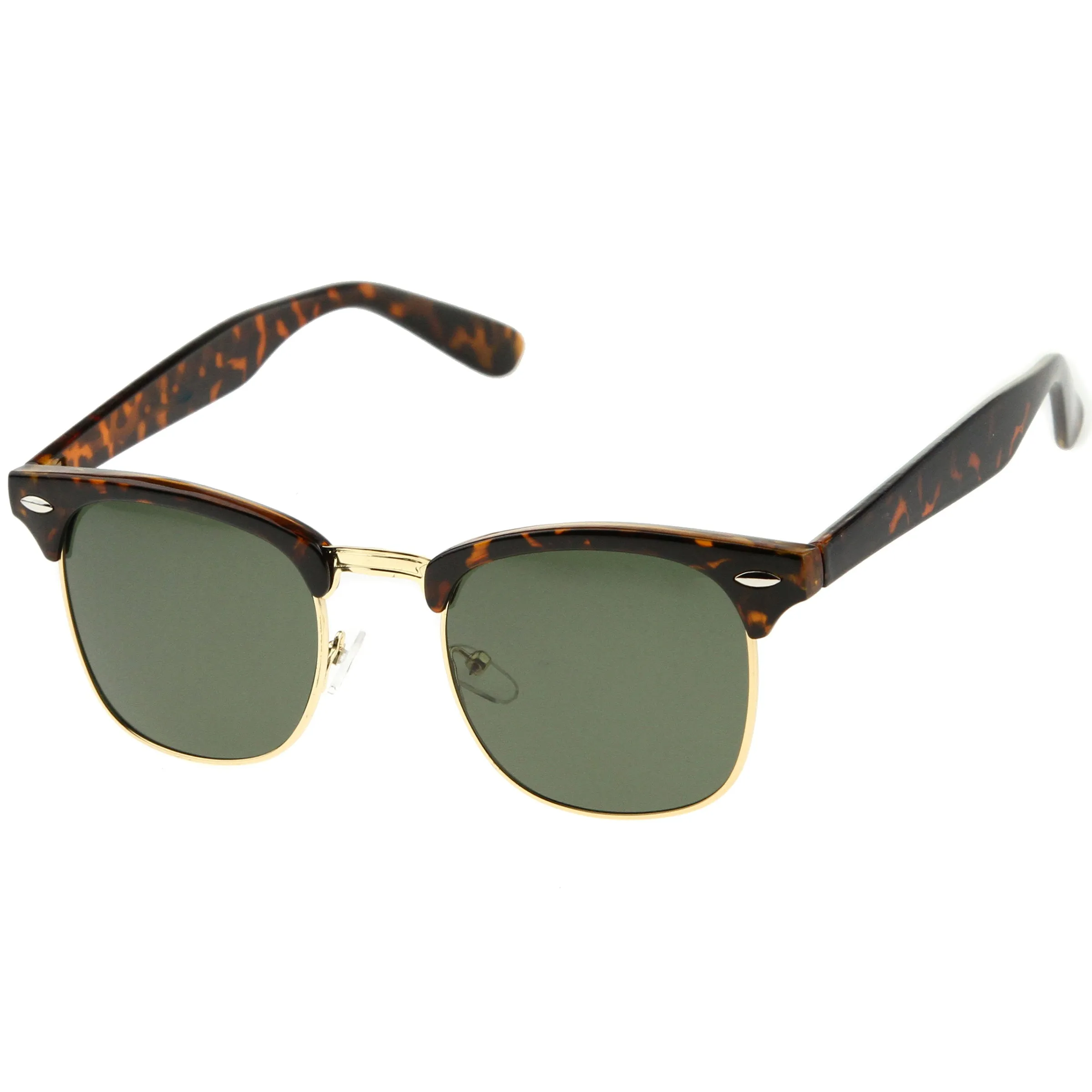 Classic Square Neutral Colored Lenses Horn Rimmed Sunglasses C771 sold by ZeroUV product image thumbnail 5