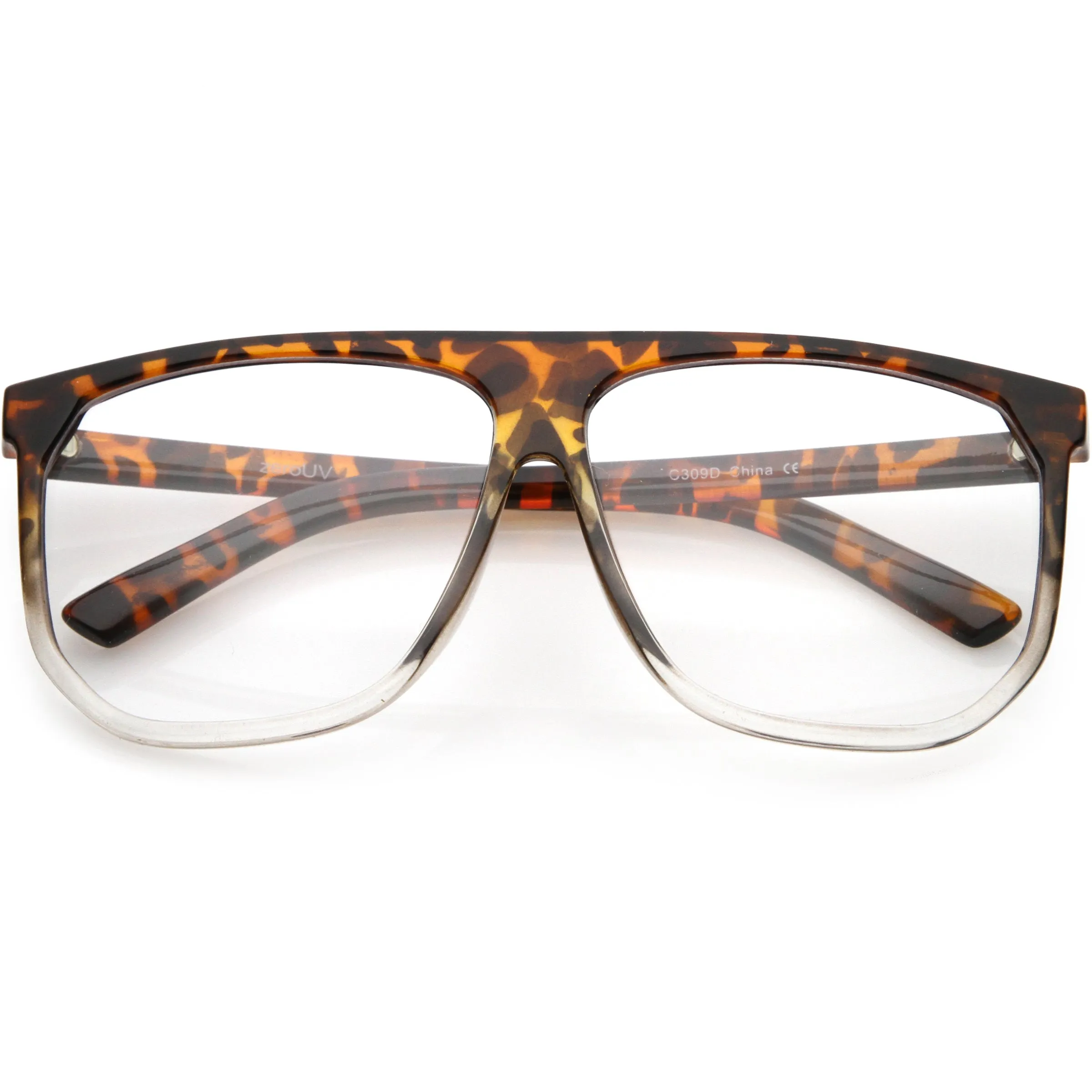 Oversize Flat Top Hipster Clear Lens Aviator Glasses C937 sold by ZeroUV