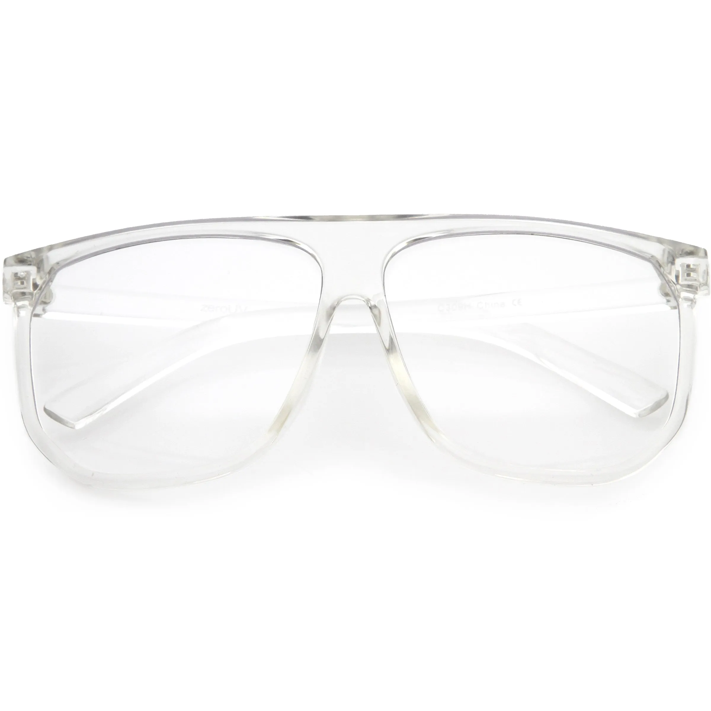 Oversize Flat Top Hipster Clear Lens Aviator Glasses C937 sold by ZeroUV product image thumbnail 4