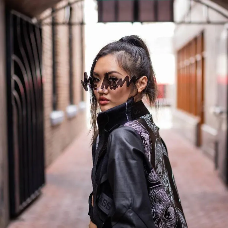 Mod Chunky 90s Inspired Full Rimless Signature Sunglasses D082 sold by ZeroUV product image thumbnail 2