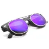 Retro Flash Mirror Flip Up Lens Horned Rim Sunglasses 9123 sold by ZeroUV