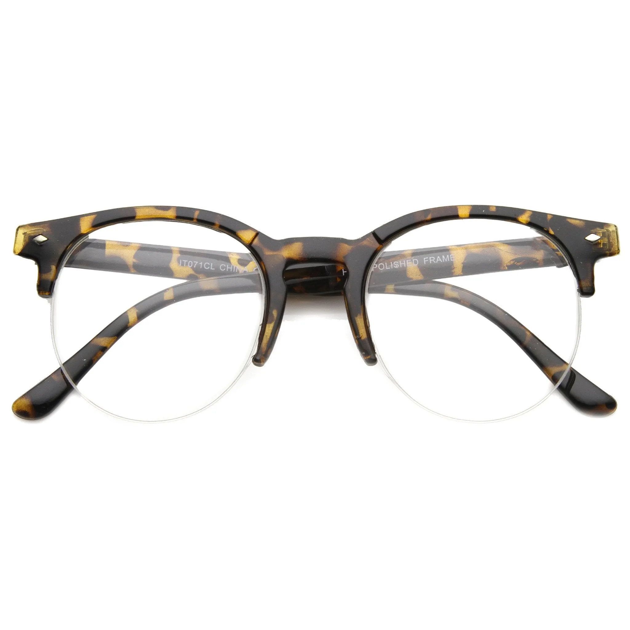 Indie Dapper Round Half Frame Clear Lens Glasses A061 sold by ZeroUV product image thumbnail 5