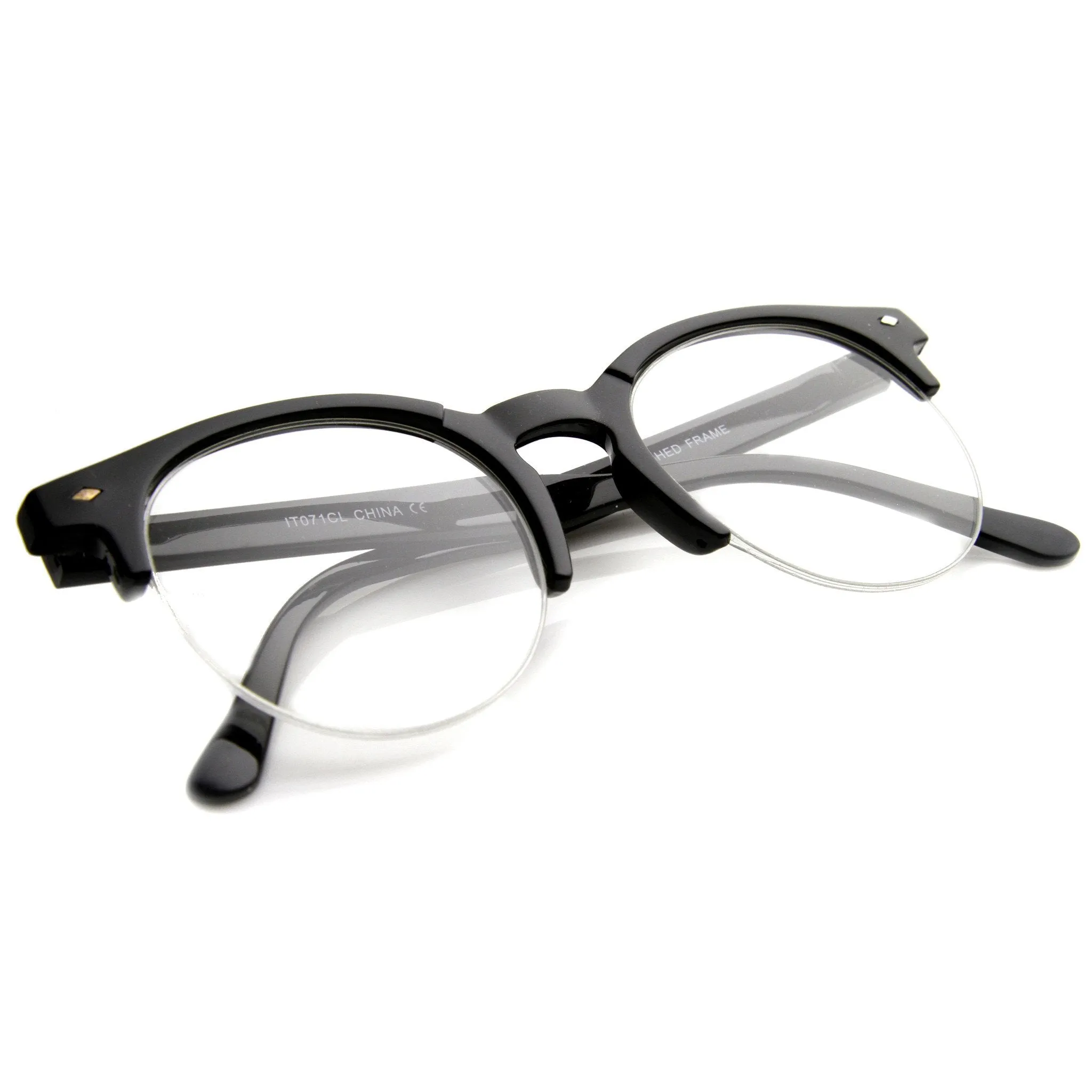 Indie Dapper Round Half Frame Clear Lens Glasses A061 sold by ZeroUV product image thumbnail 4