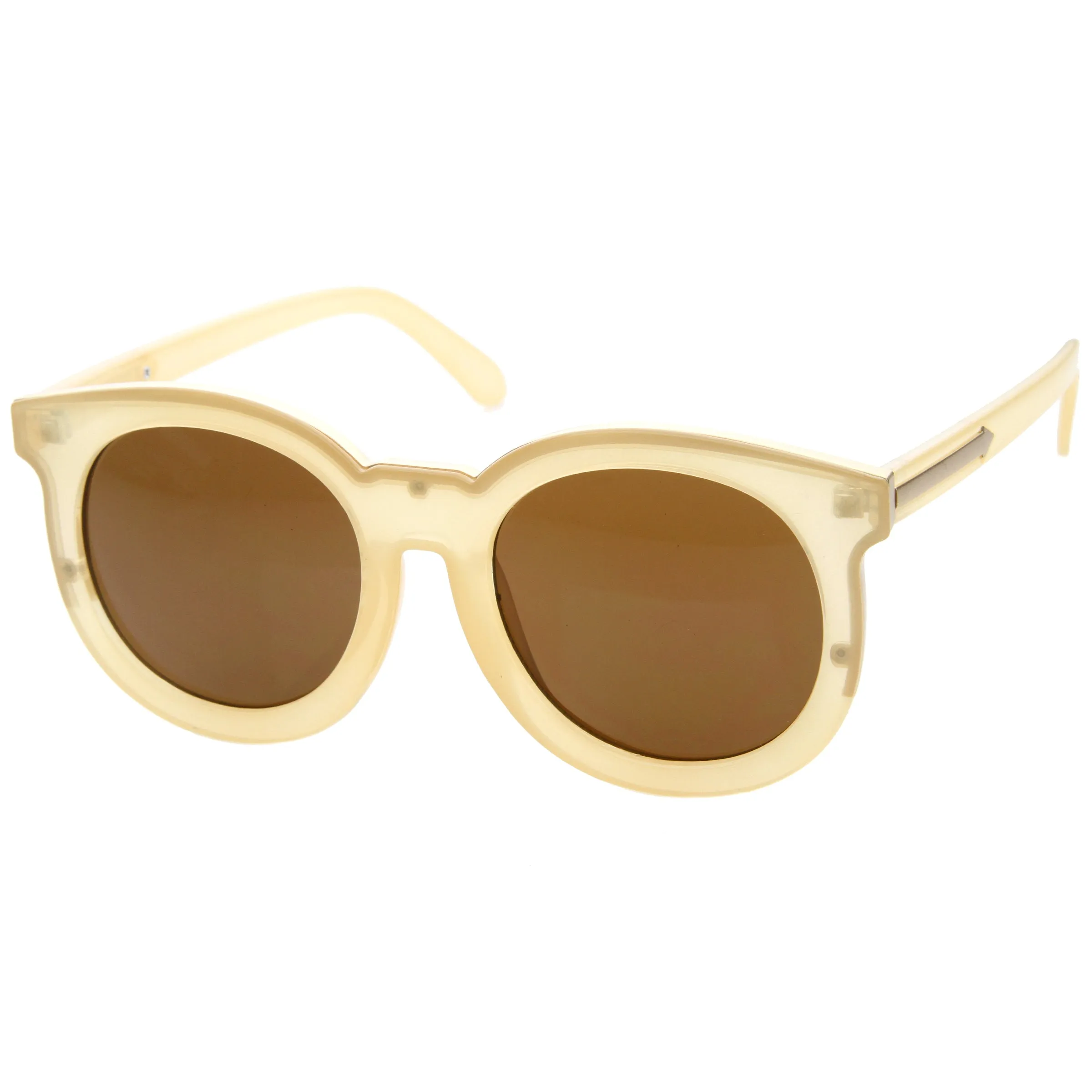 Women's Round Horned Rim Flat Lens Sunglasses A136 sold by ZeroUV product image thumbnail 4