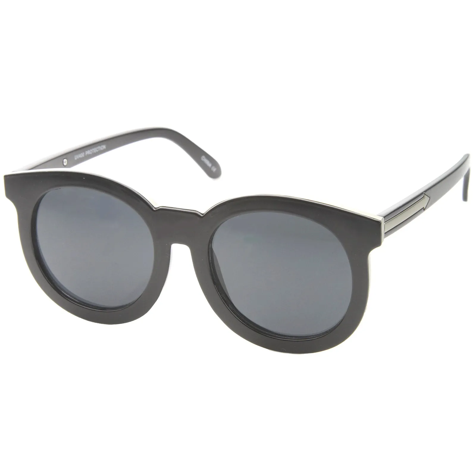 Women's Round Horned Rim Flat Lens Sunglasses A136 sold by ZeroUV product image thumbnail 2