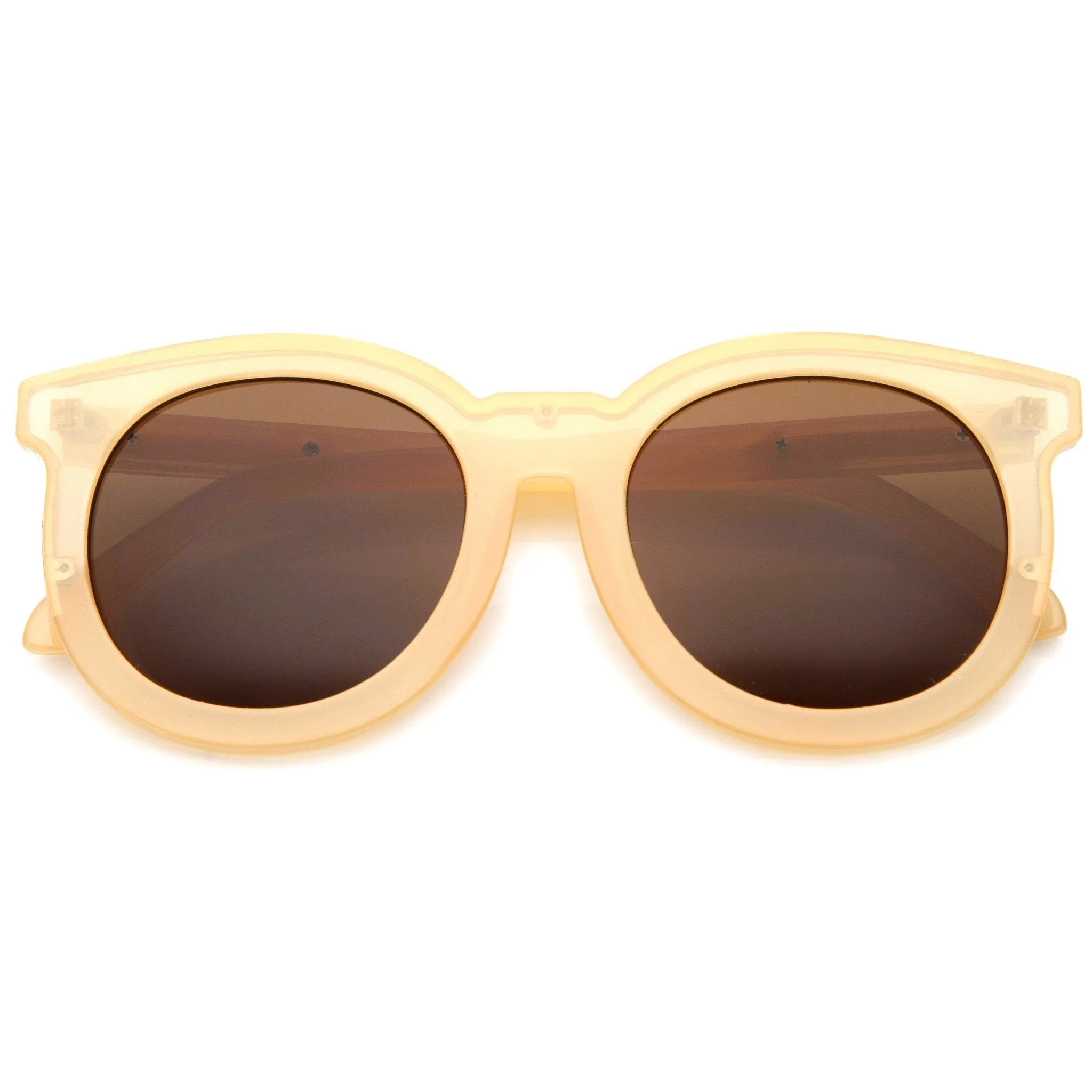 Women's Round Horned Rim Flat Lens Sunglasses A136 sold by ZeroUV product image thumbnail 3