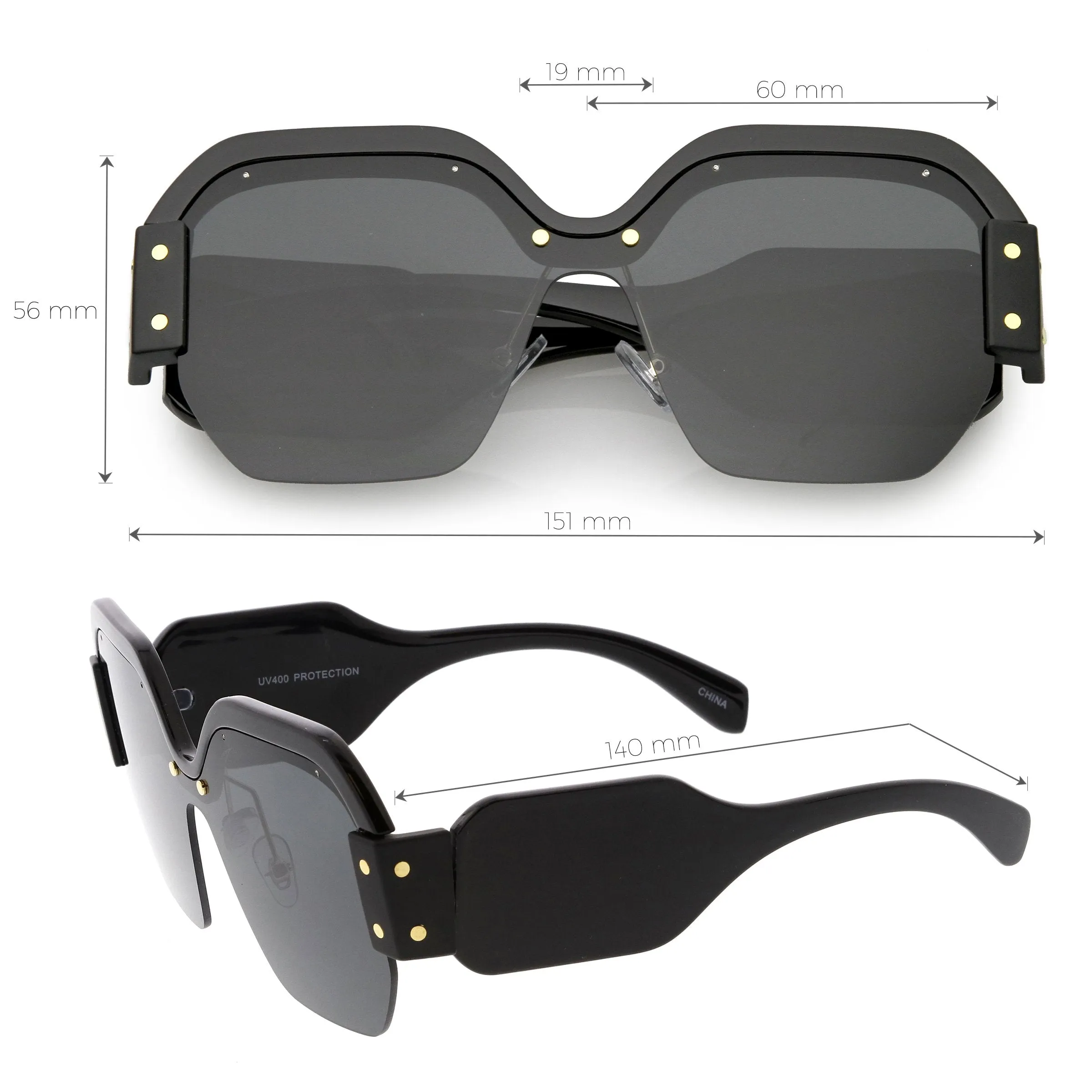 Women's Retro Modern Oversize Geometric Sunglasses C705 sold by ZeroUV product image thumbnail 2