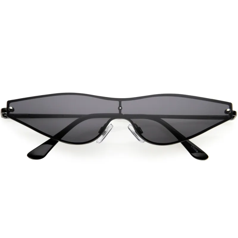 Sleek Shield Lens Metal Micro Cat Eye Sunglasses D194 sold by ZeroUV