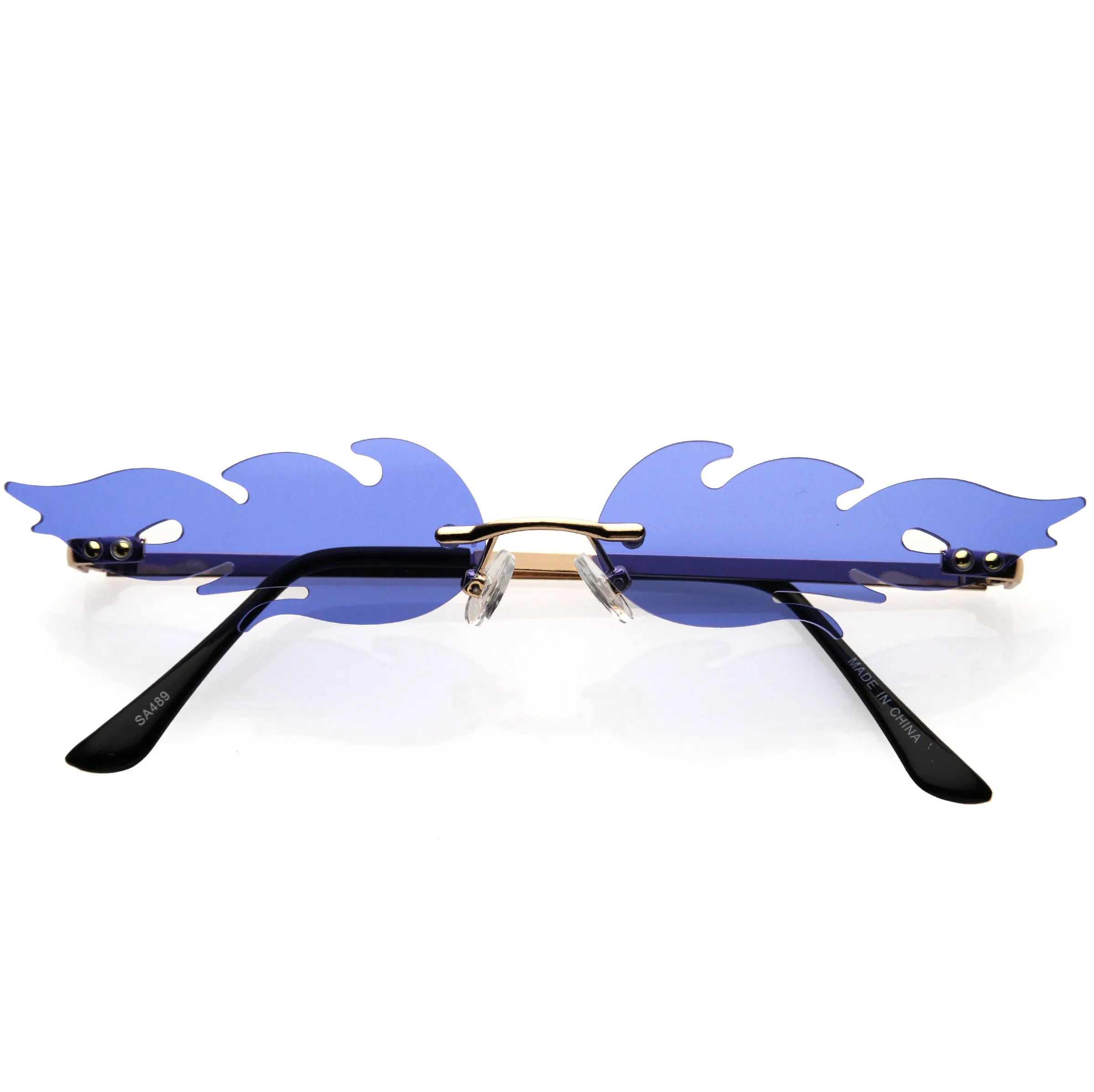 Bold Fire Flaming Shape Color Tinted Lens Rimless Flames Sunglasses D080 sold by ZeroUV product image thumbnail 3