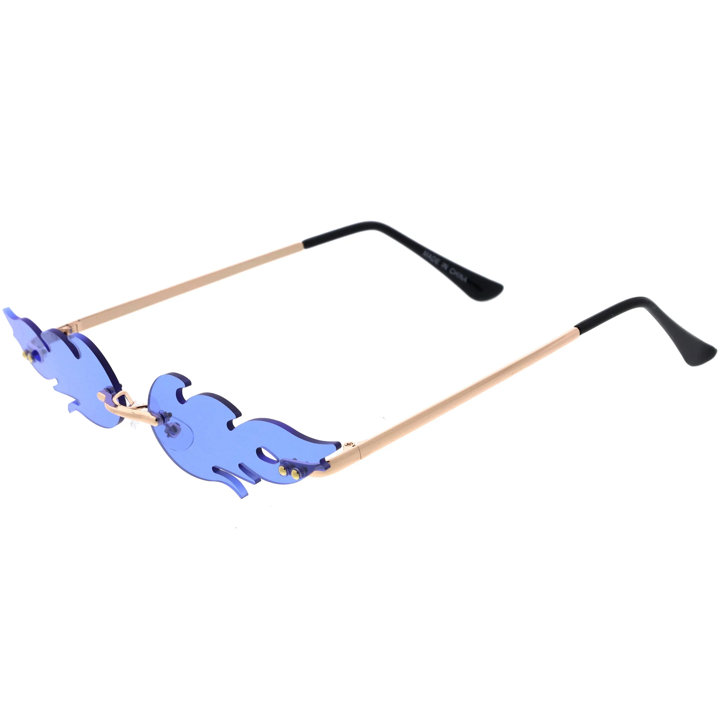 Bold Fire Flaming Shape Color Tinted Lens Rimless Flames Sunglasses D080 sold by ZeroUV product image thumbnail 5