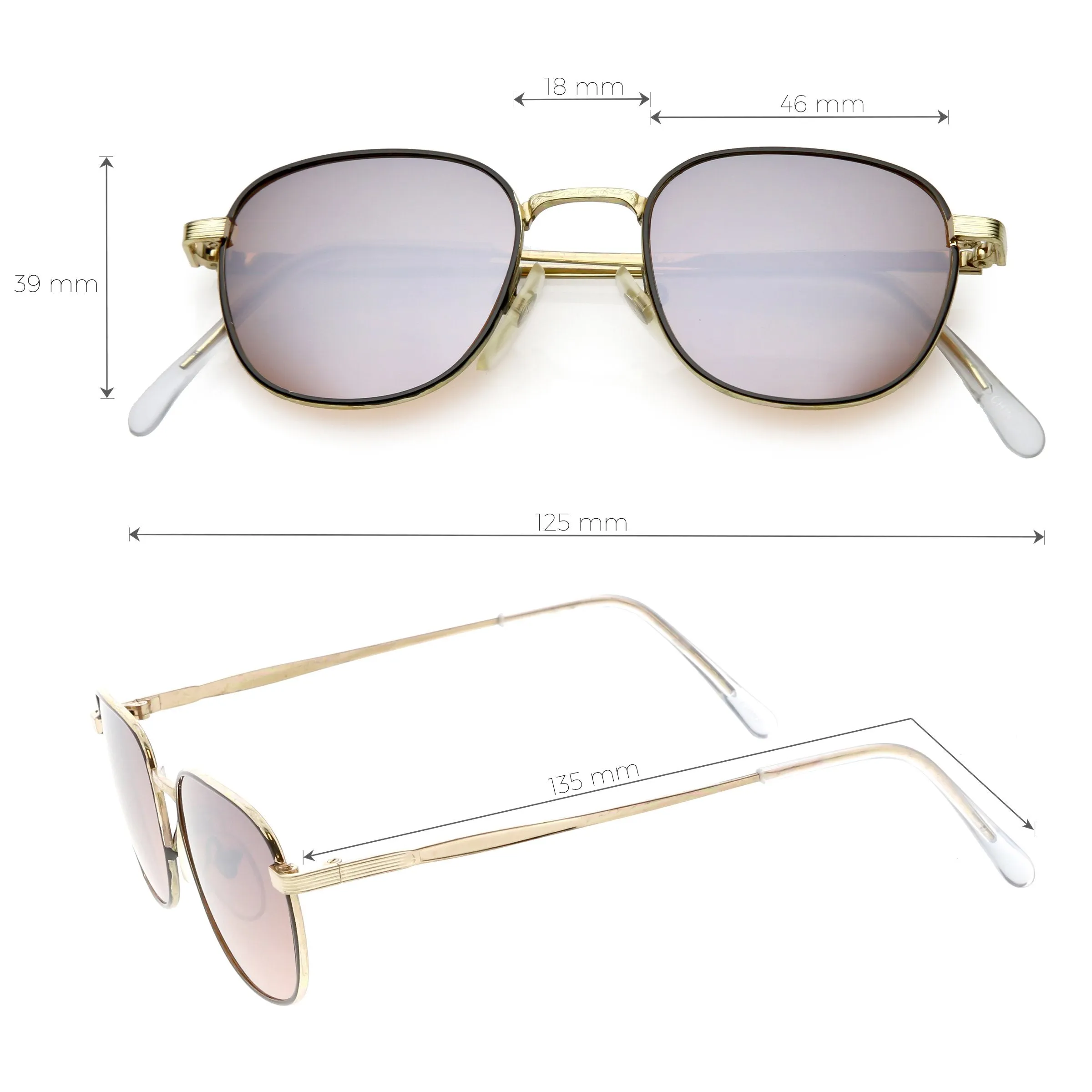 Small True Vintage Slim Square Mirrored Driving Lens Sunglasses C639 sold by ZeroUV product image thumbnail 5