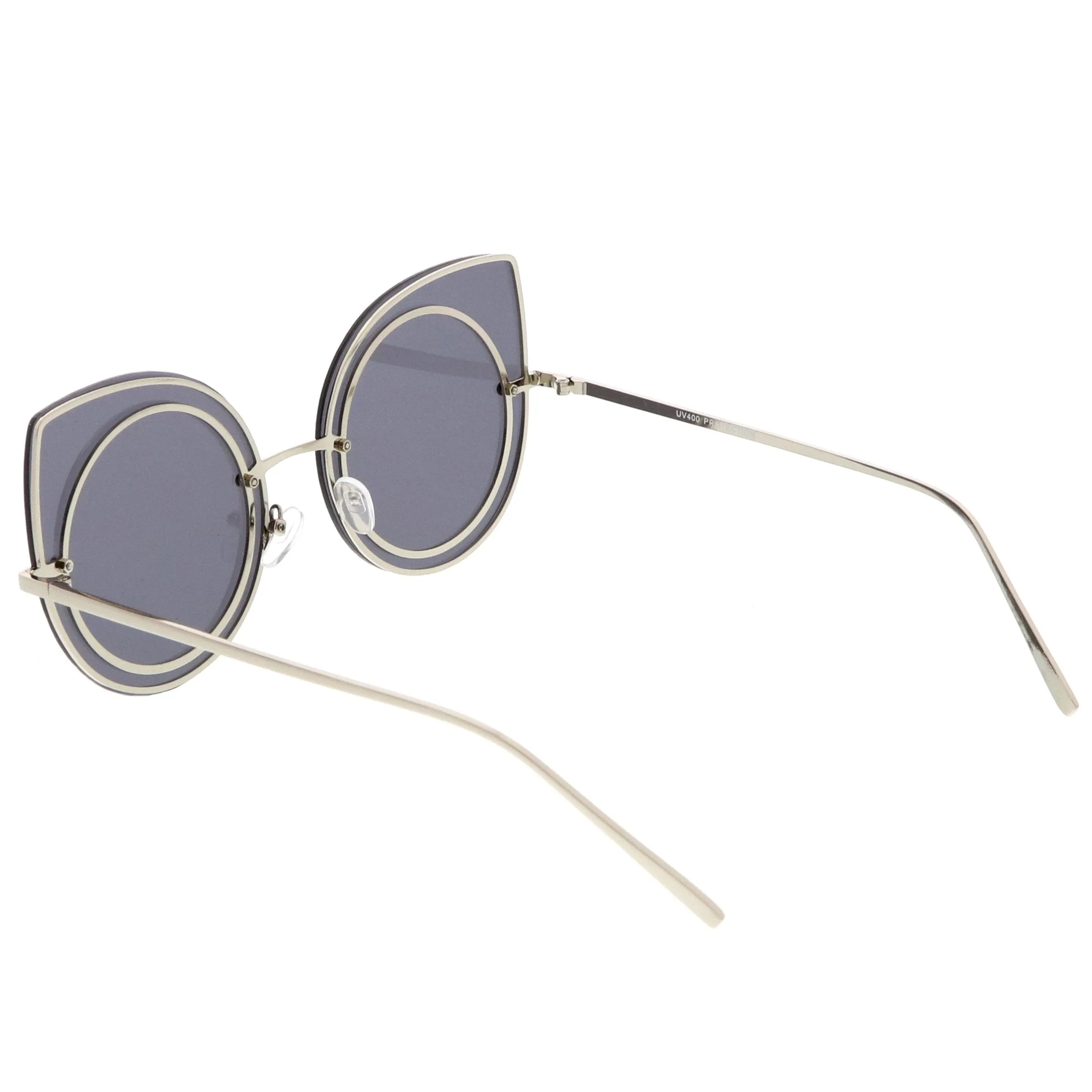 Women's Oversize Rimless Round Outline Cat Eye Sunglasses C203 sold by ZeroUV product image thumbnail 4
