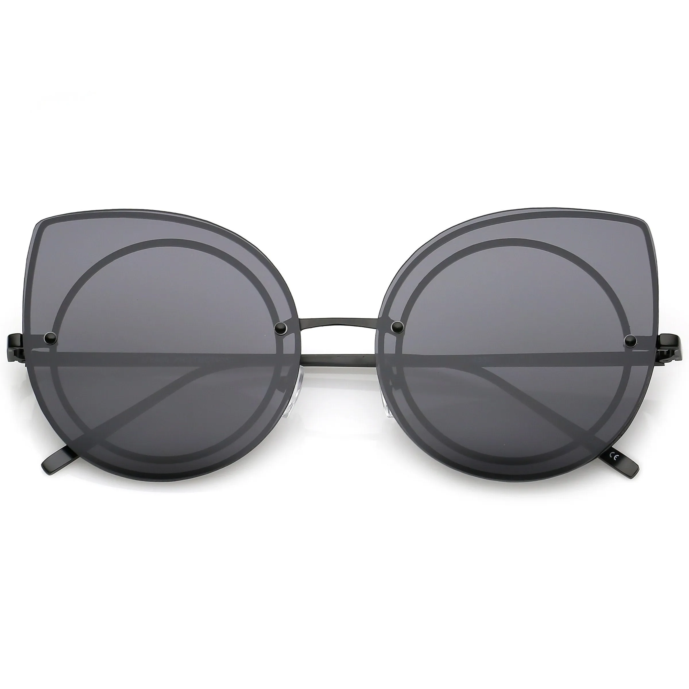 Women's Oversize Rimless Round Outline Cat Eye Sunglasses C203 sold by ZeroUV product image thumbnail 5