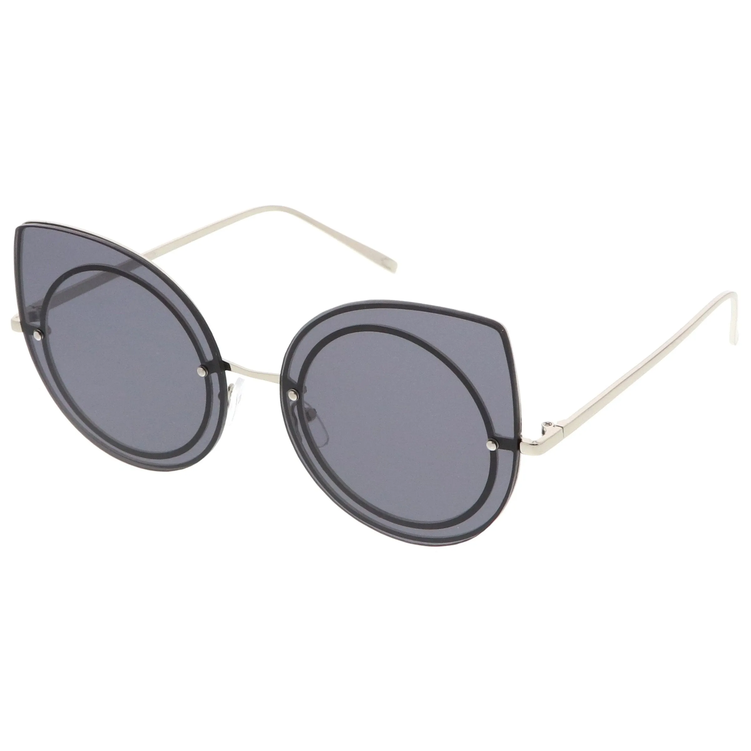 Women's Oversize Rimless Round Outline Cat Eye Sunglasses C203 sold by ZeroUV product image thumbnail 2
