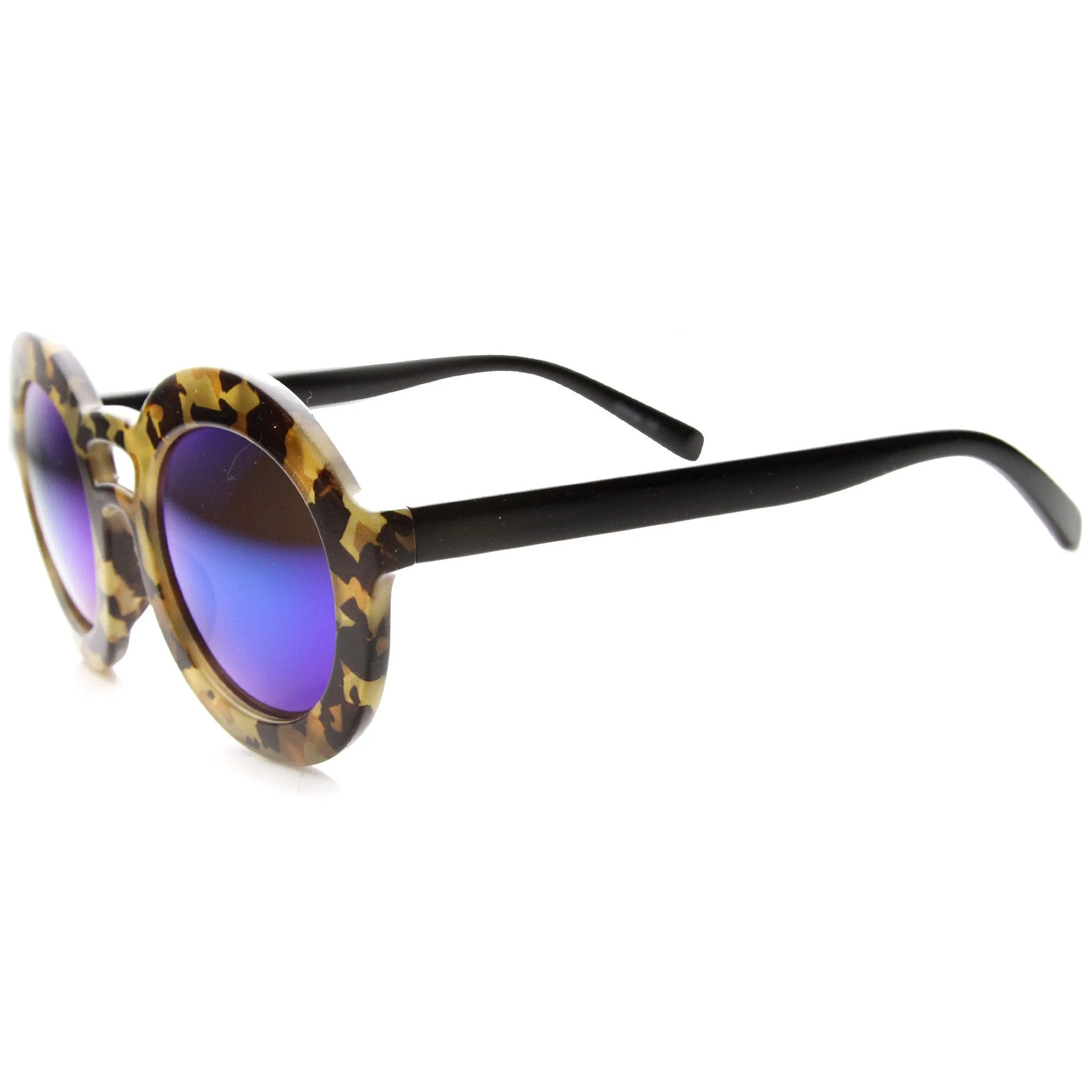 Women's Round Double Bridge Mirror Lens Sunglasses 9851 sold by ZeroUV product image thumbnail 5