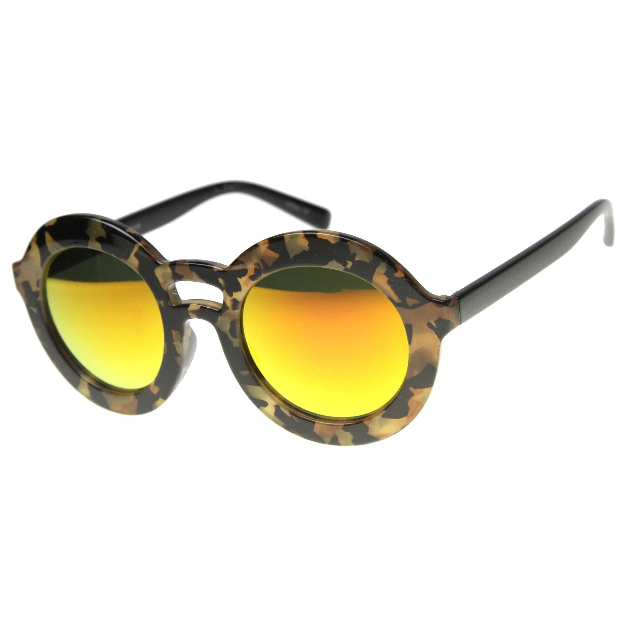 Women's Round Double Bridge Mirror Lens Sunglasses 9851 sold by ZeroUV product image thumbnail 2