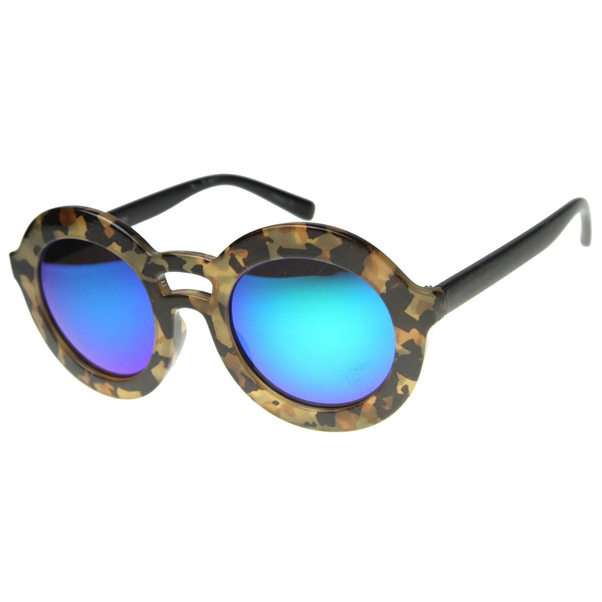 Women's Round Double Bridge Mirror Lens Sunglasses 9851 sold by ZeroUV product image thumbnail 4