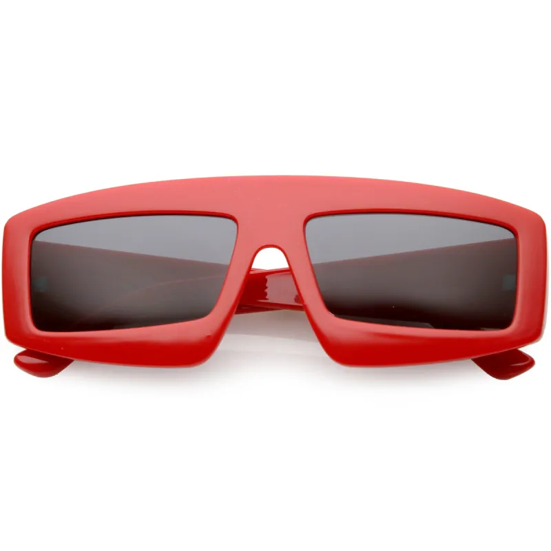 Futuristic Retro Rectangle Block Flat Lens Sunglasses C752 sold by ZeroUV