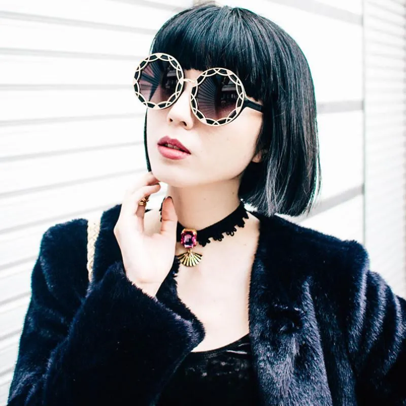 Women's Oversize Round Flat Pattern Sunglasses sold by ZeroUV