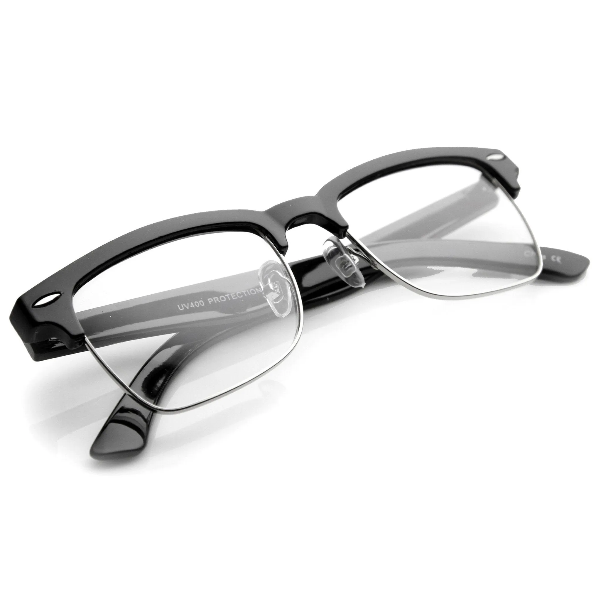 Vintage Hipster Dapper Indie Half Frame Clear Lens Glasses 9810 sold by ZeroUV product image thumbnail 4