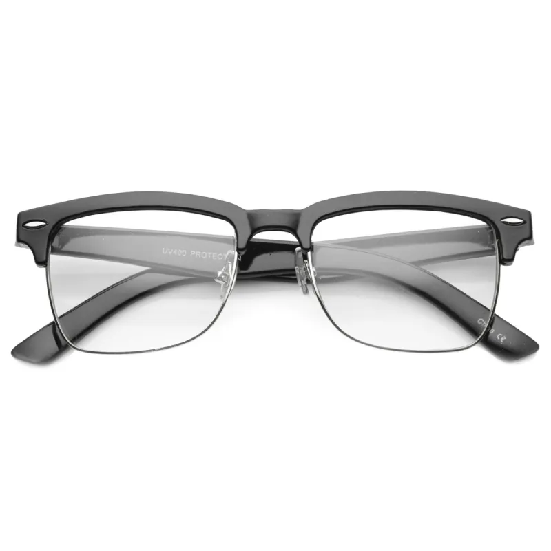 Vintage Hipster Dapper Indie Half Frame Clear Lens Glasses 9810 sold by ZeroUV