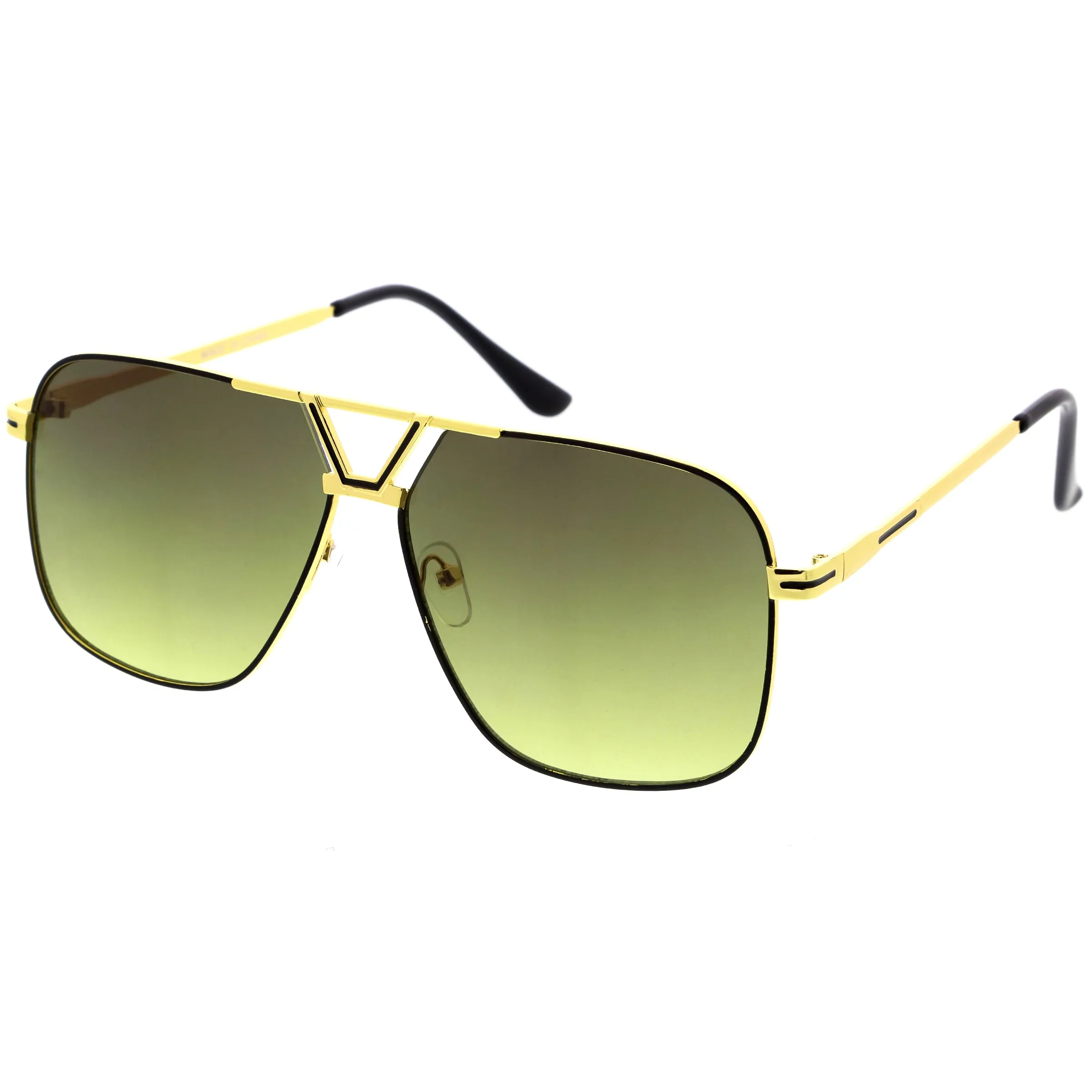 Sleek Neutral Colored Lens Square Aviator Sunglasses D269 sold by ZeroUV product image thumbnail 2