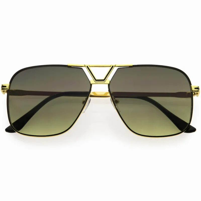 Sleek Neutral Colored Lens Square Aviator Sunglasses D269 sold by ZeroUV