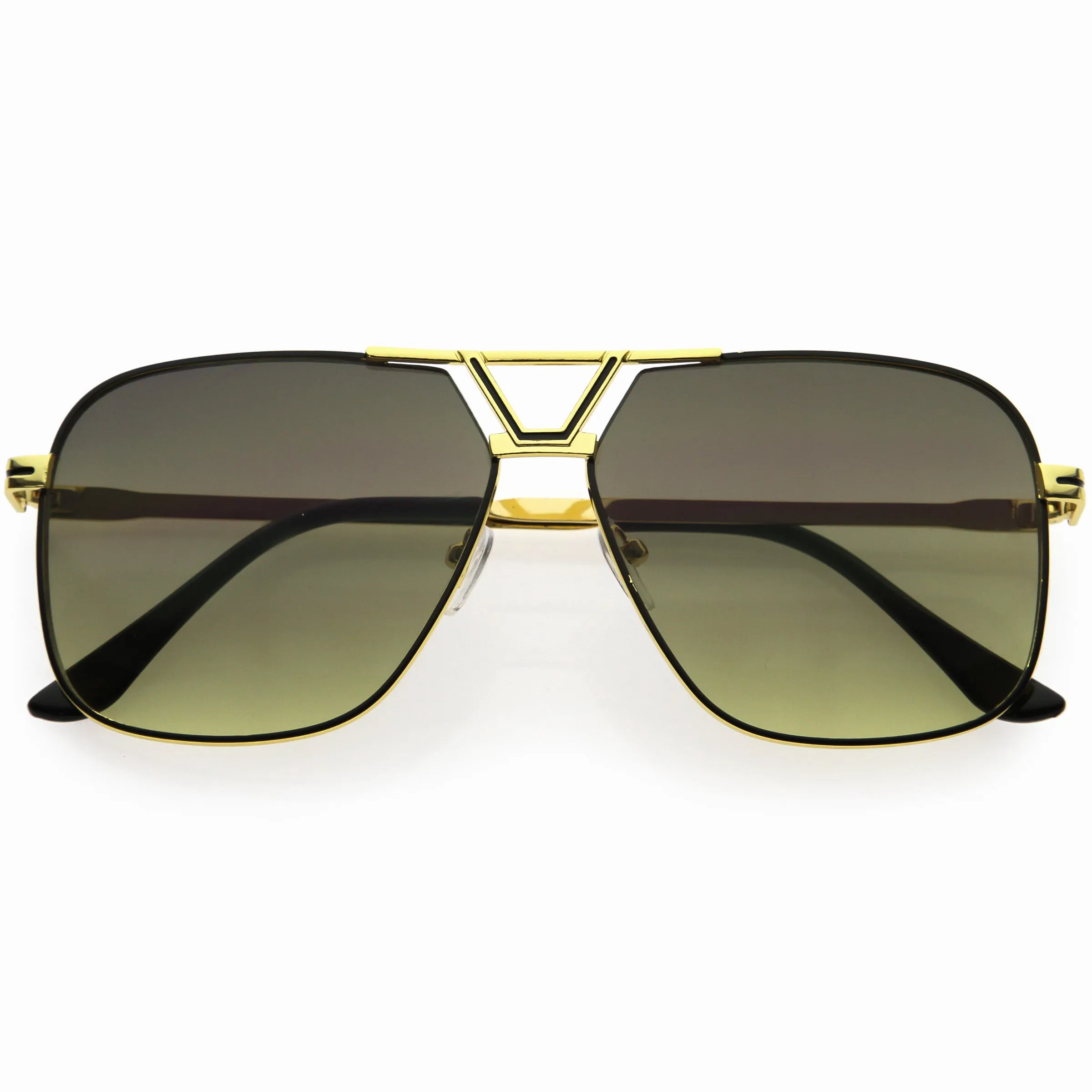 Sleek Neutral Colored Lens Square Aviator Sunglasses D269 sold by ZeroUV