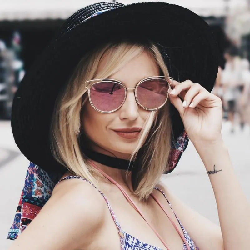 Women's Modern Flat Lens Cat Eye Metal Sunglasses A323 sold by ZeroUV product image thumbnail 2