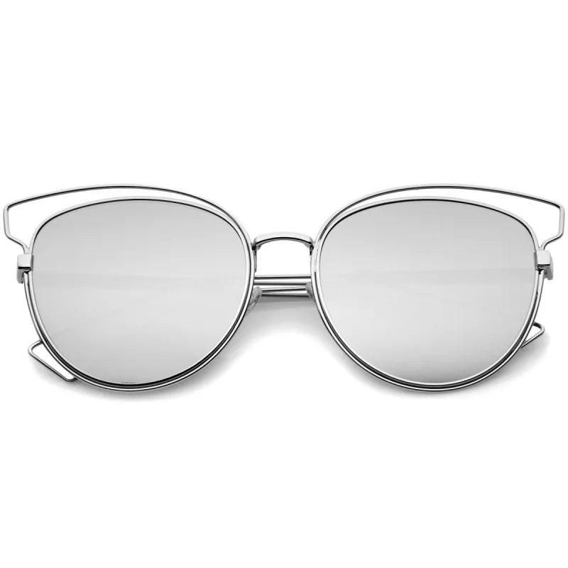 Women's Modern Flat Lens Cat Eye Metal Sunglasses A323 sold by ZeroUV