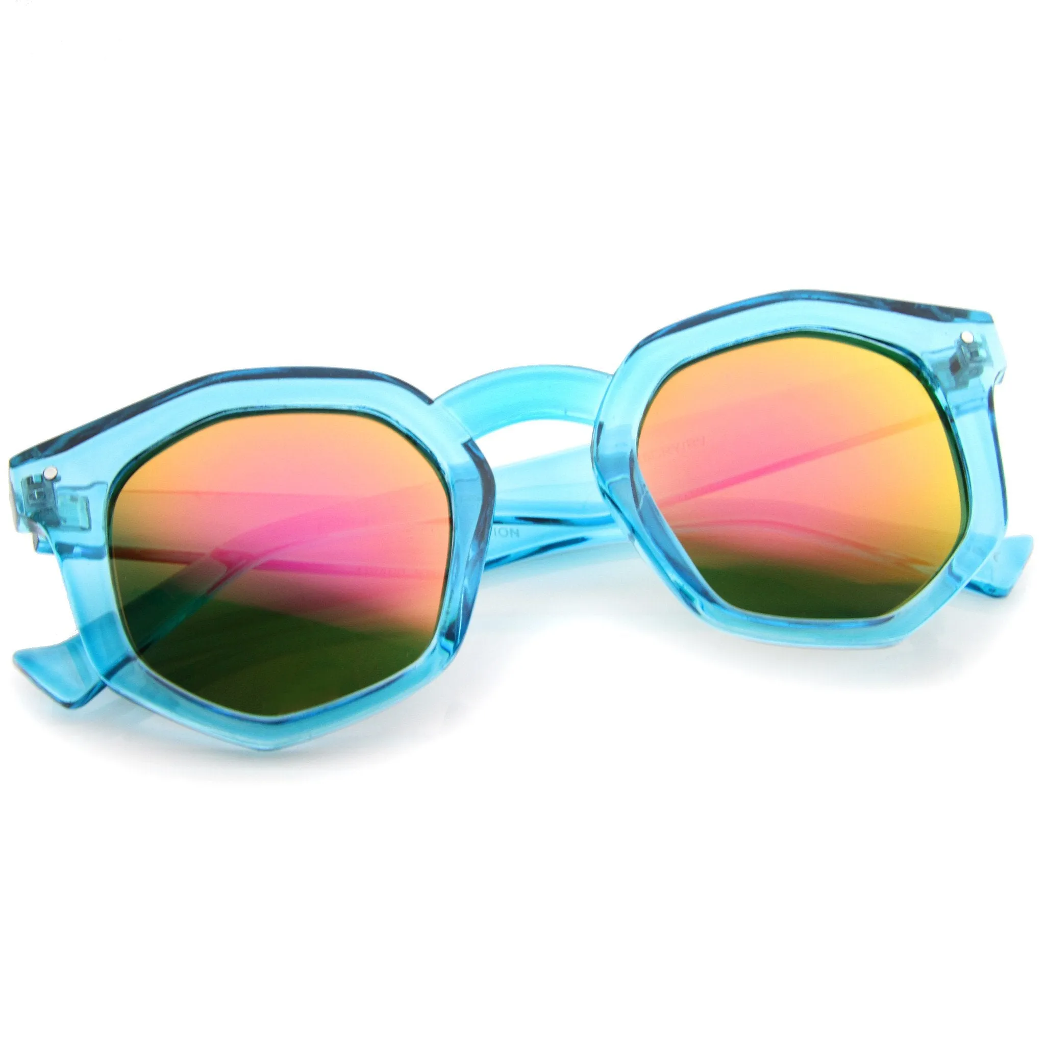 Retro Geometric Colorful Translucent Hexagon Sunglasses A248 sold by ZeroUV product image thumbnail 4