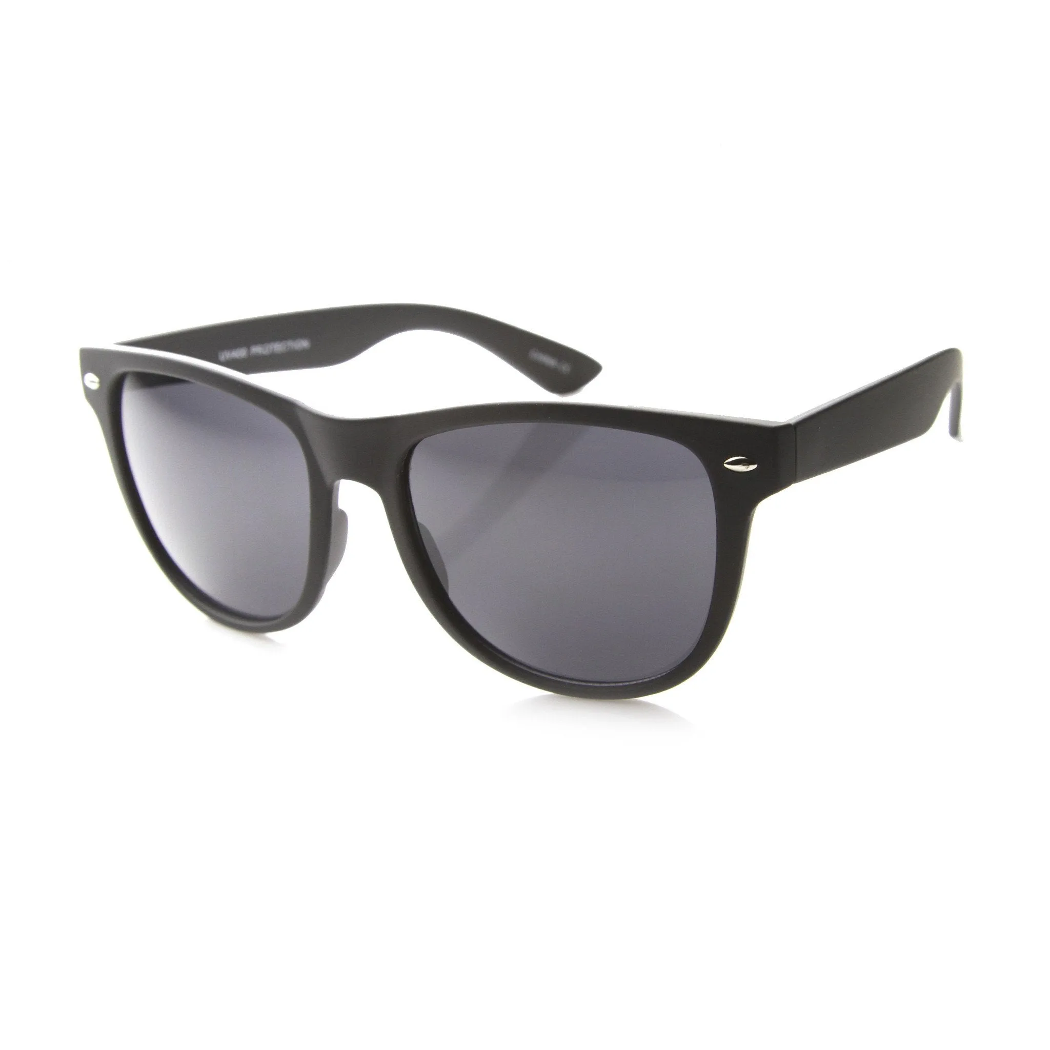 Large Retro Matte Black Rubber Horned Rim Sunglasses 9776 sold by ZeroUV product image thumbnail 2