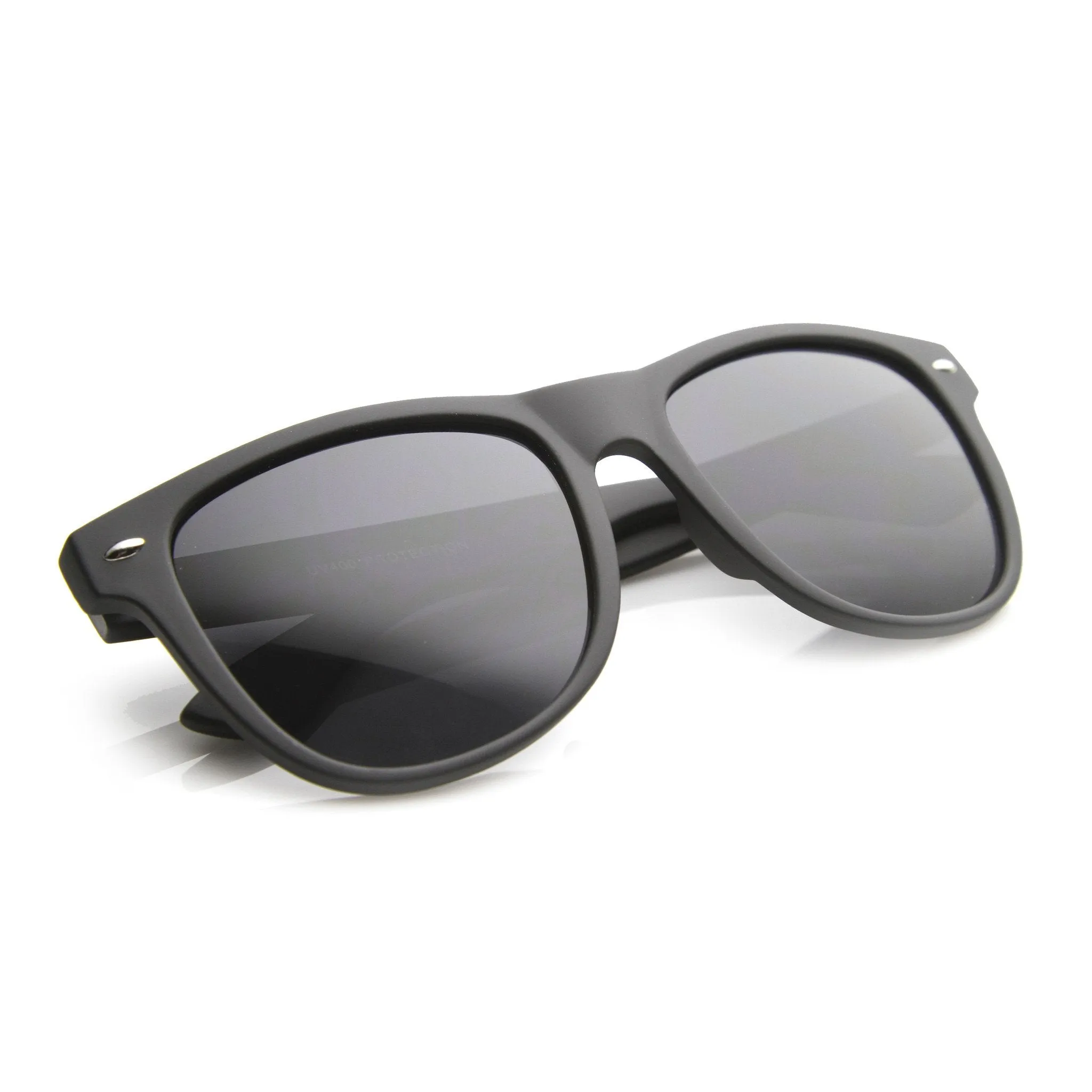 Large Retro Matte Black Rubber Horned Rim Sunglasses 9776 sold by ZeroUV product image thumbnail 4