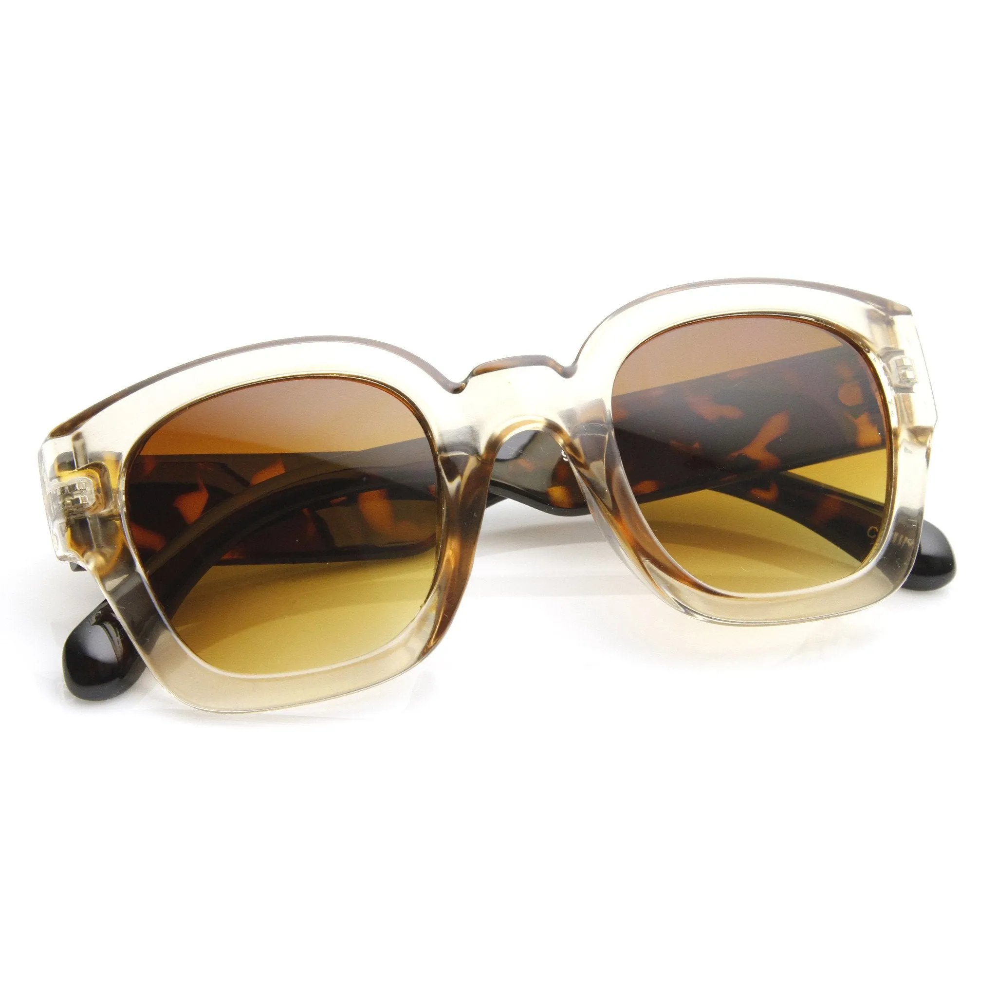 Retro Modern Bold Frame Block Horned Rim Sunglasses 9138 sold by ZeroUV product image thumbnail 4
