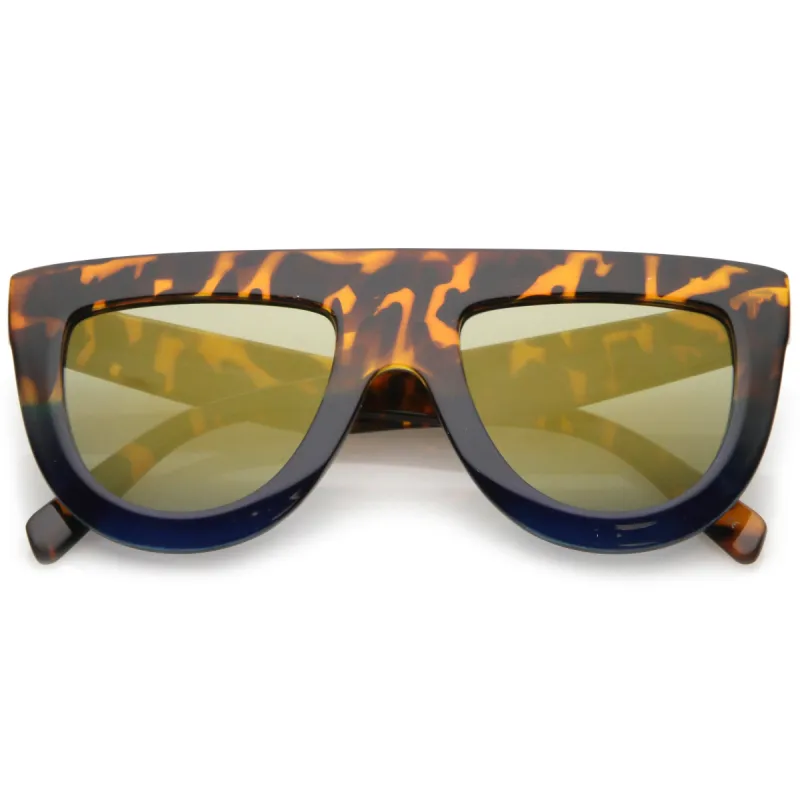 Oversize Retro Modern Flat Top Mirrored Lens Sunglasses C275 sold by ZeroUV