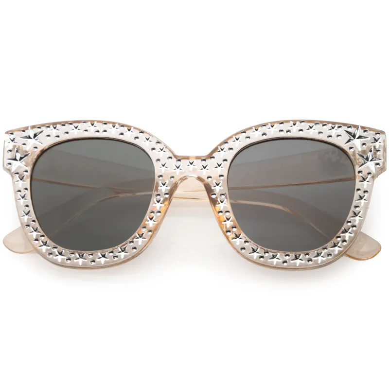 Oversize Novelty Star Embellished Horned Rim Sunglasses C683 sold by ZeroUV