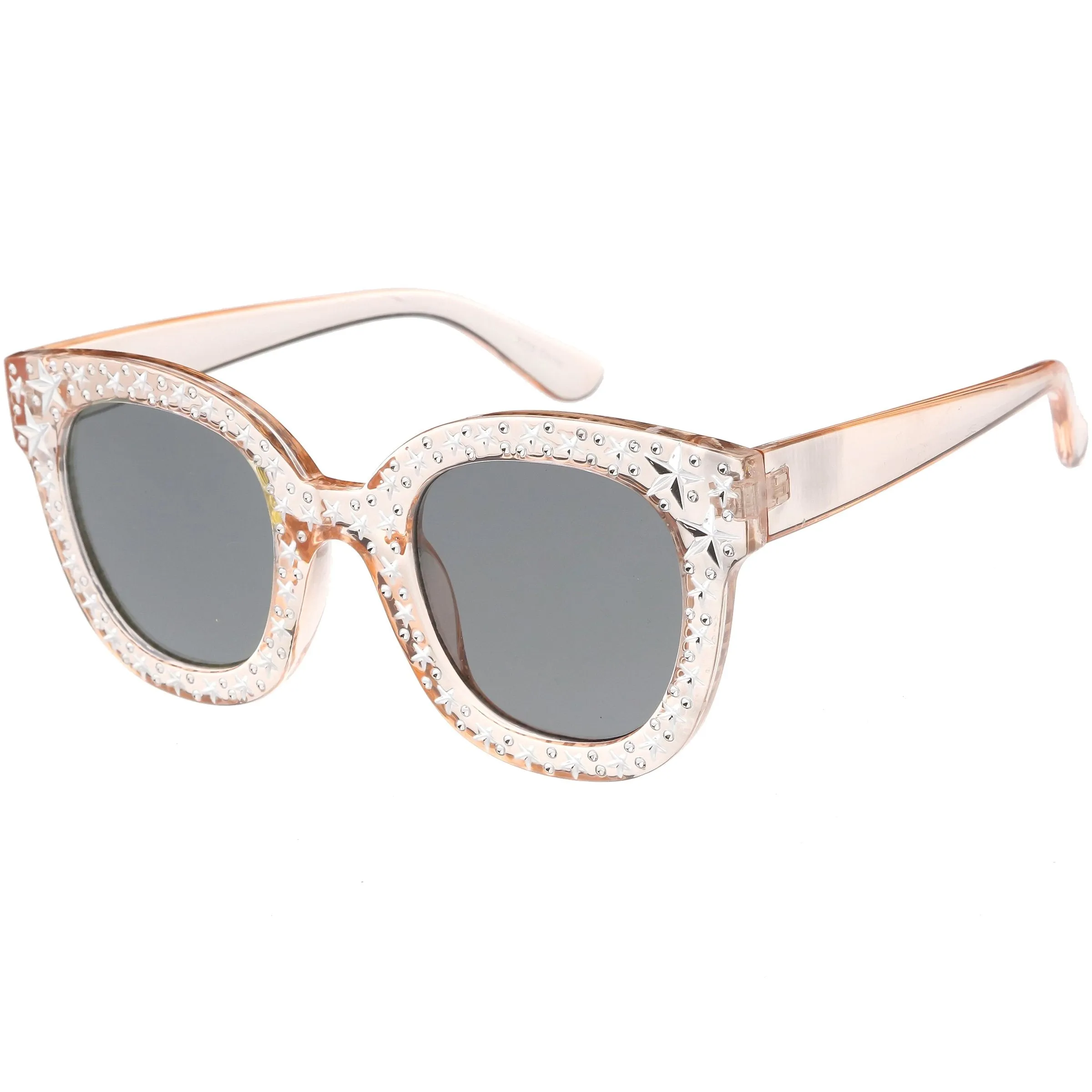 Oversize Novelty Star Embellished Horned Rim Sunglasses C683 sold by ZeroUV product image thumbnail 4