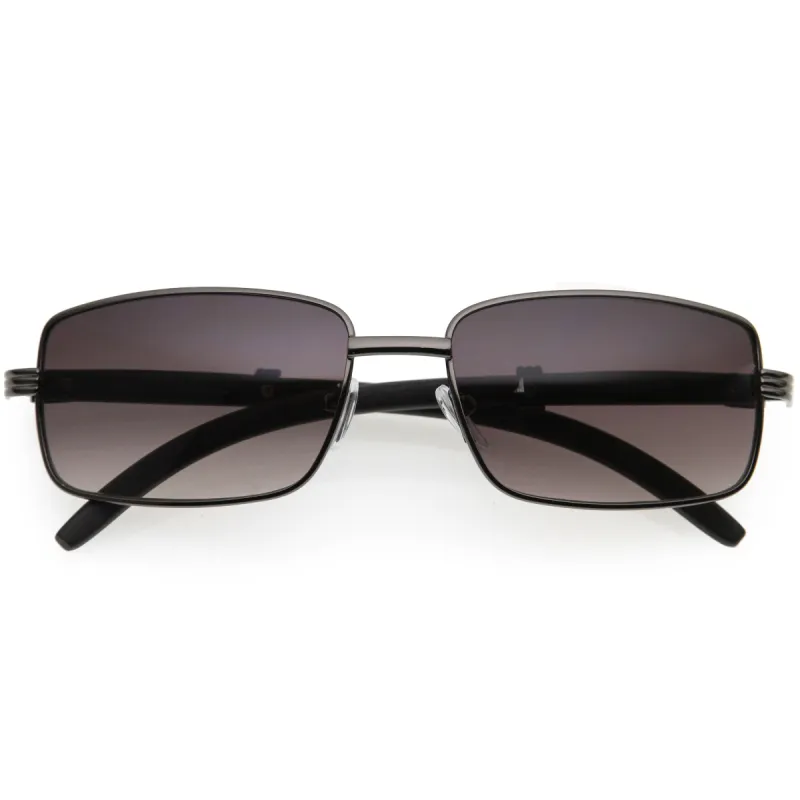 Medium Dapper Sleek Metal Two-Tone Square Sunglasses D249 sold by ZeroUV