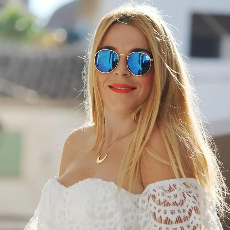 Retro P3 Round Flash Color Mirror Lens Metal Sunglasses sold by ZeroUV product image thumbnail 3