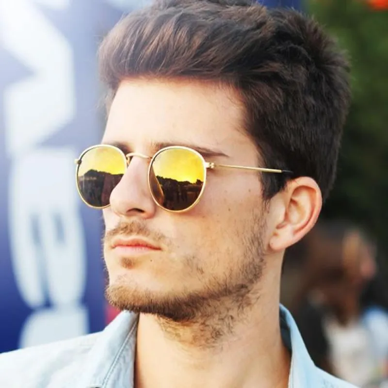 Retro P3 Round Flash Color Mirror Lens Metal Sunglasses sold by ZeroUV